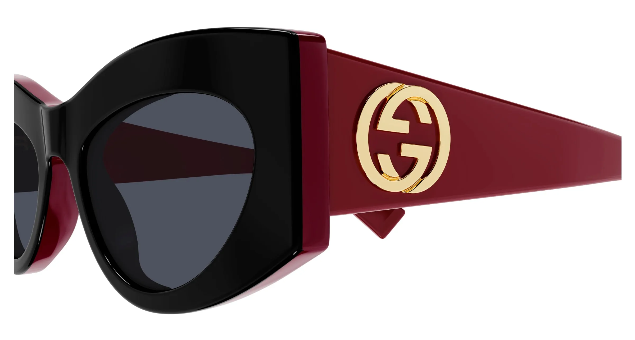 Gucci GG1843S 006 Occhiali da sole Acetato Nero Grigio Cat Eye - immagine 3