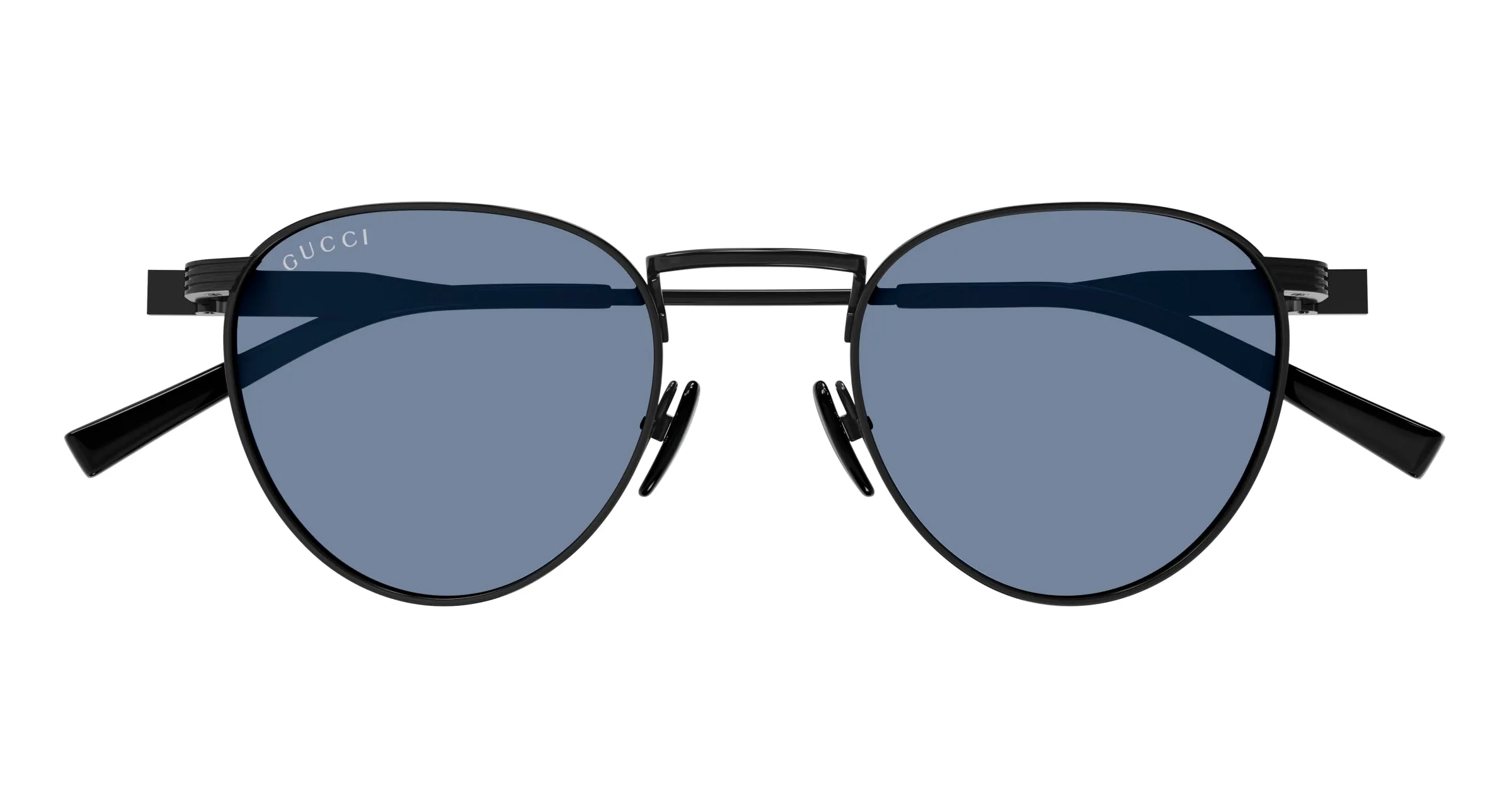 Gucci GG1875S 004 Occhiali da sole Metallo Nero Blu Rotonda - immagine 2