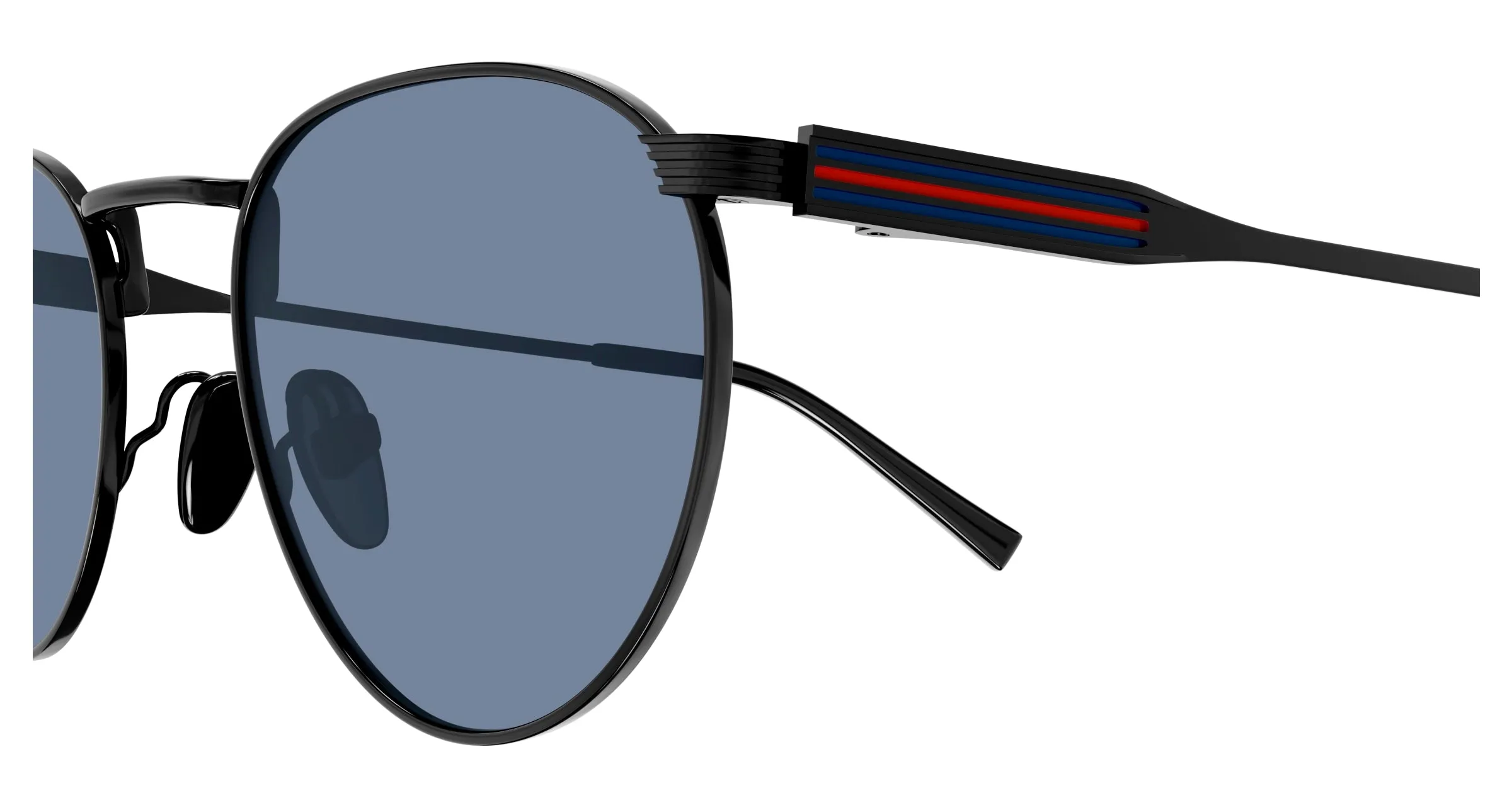 Gucci GG1875S 004 Occhiali da sole Metallo Nero Blu Rotonda - immagine 3
