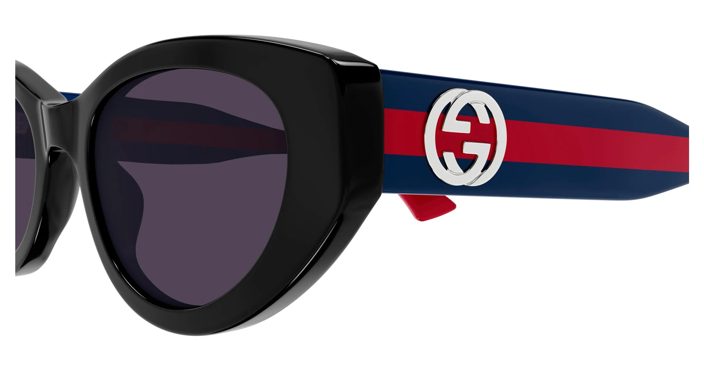 Gucci GG1862S 004 Occhiali da sole Acetato Nero Viola Cat Eye - immagine 3