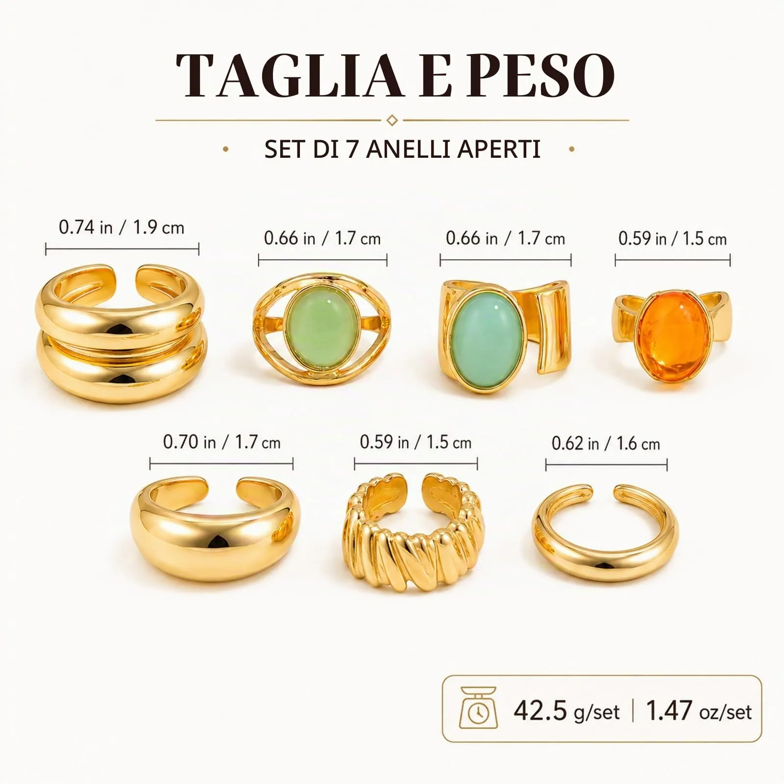 XFSRG 7 Pezzi Anelli Donna Set Design Irregolare Vintage Donna Boho - immagine 2