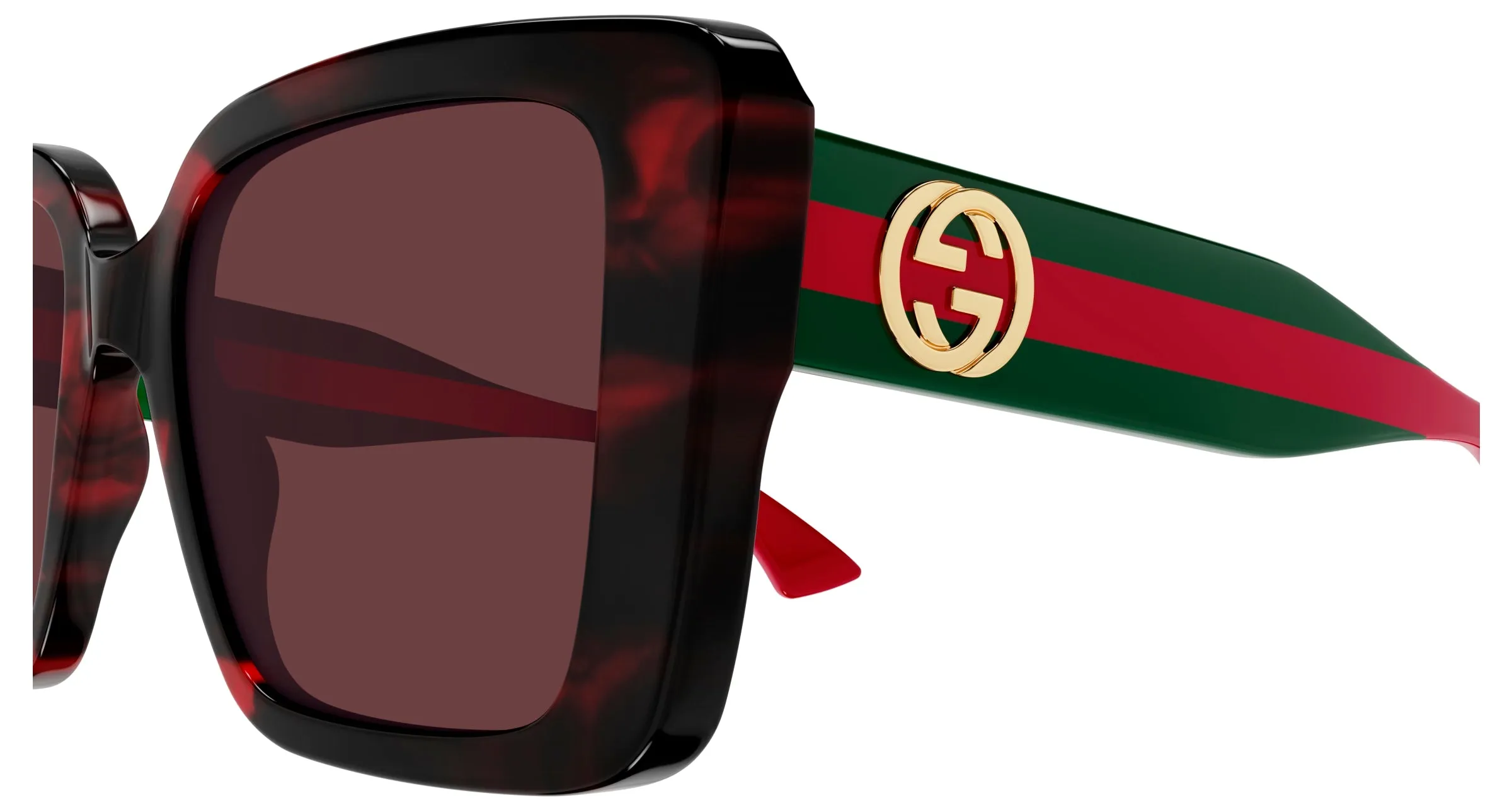 Gucci GG1861S 003 Occhiali da sole Acetato Havana Rosso Squadrata - immagine 3