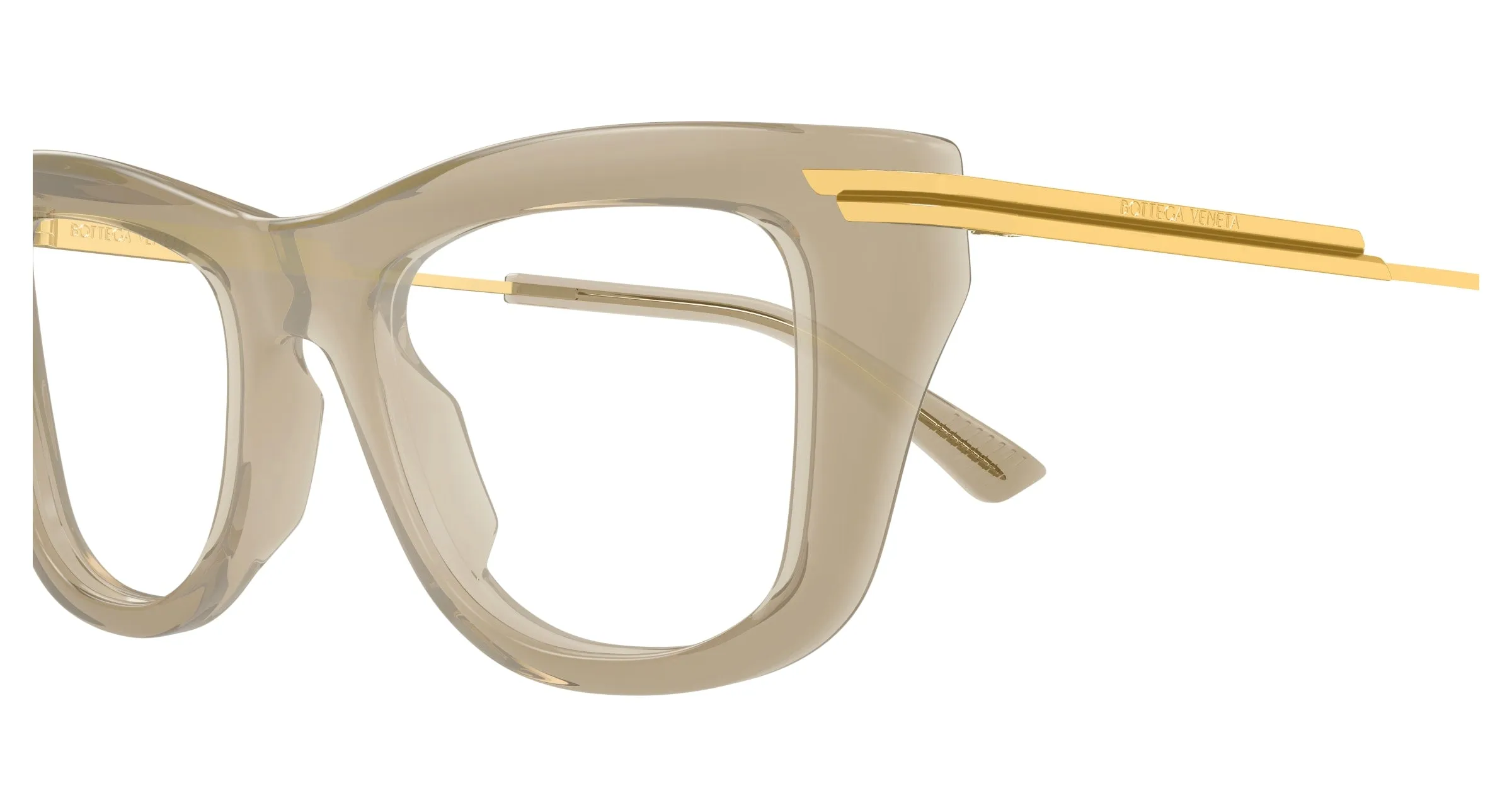Bottega Veneta BV1370O 003 Montature da vista Acetato Marrone Trasparente Squadrata - immagine 3