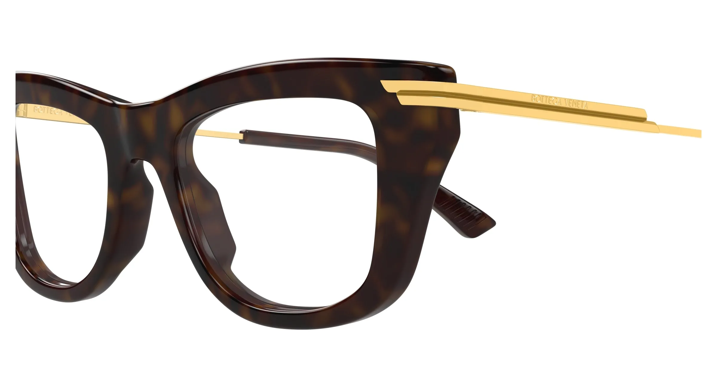 Bottega Veneta BV1370O 002 Montature da vista Acetato Havana Trasparente Squadrata - immagine 3