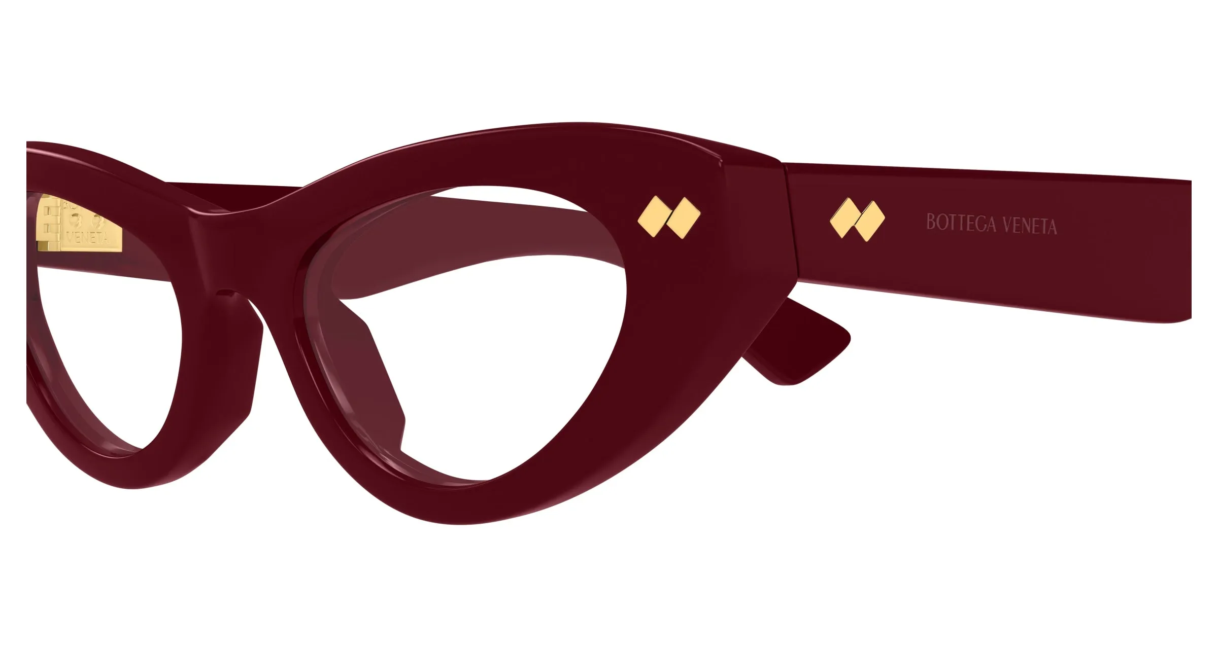 Bottega Veneta BV1354O 004 Montature da vista Acetato Bordeaux Trasparente Cat Eye - immagine 3