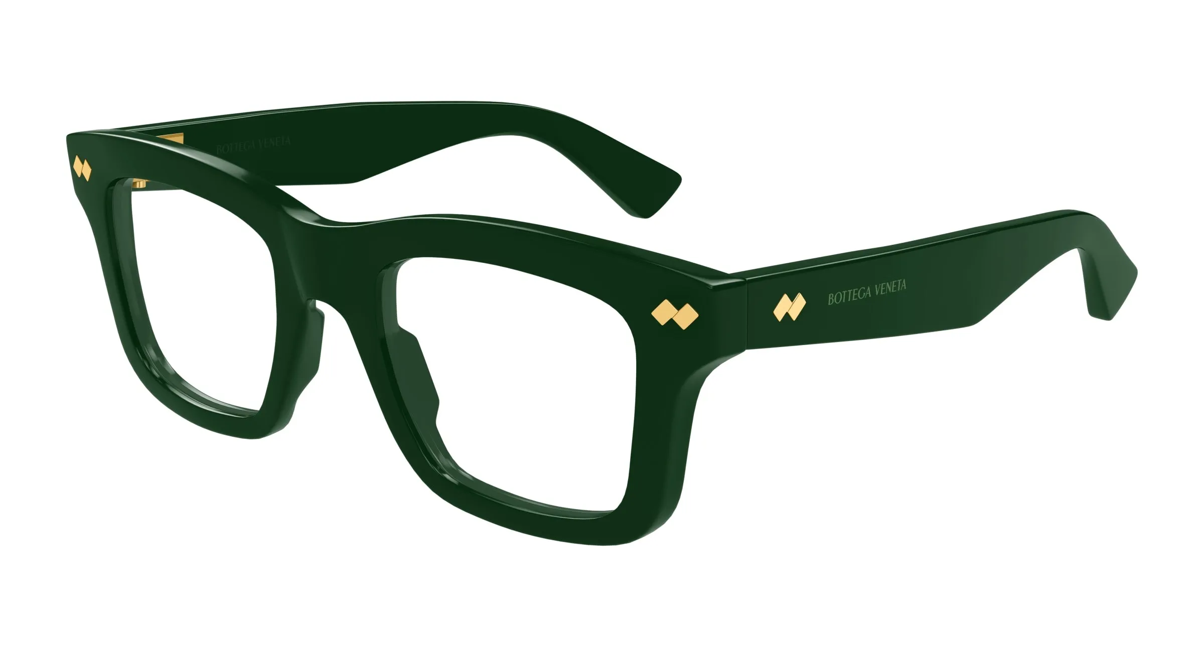 Bottega Veneta BV1353O 008 Montature da vista Acetato Verde Trasparente Squadrata - immagine 1