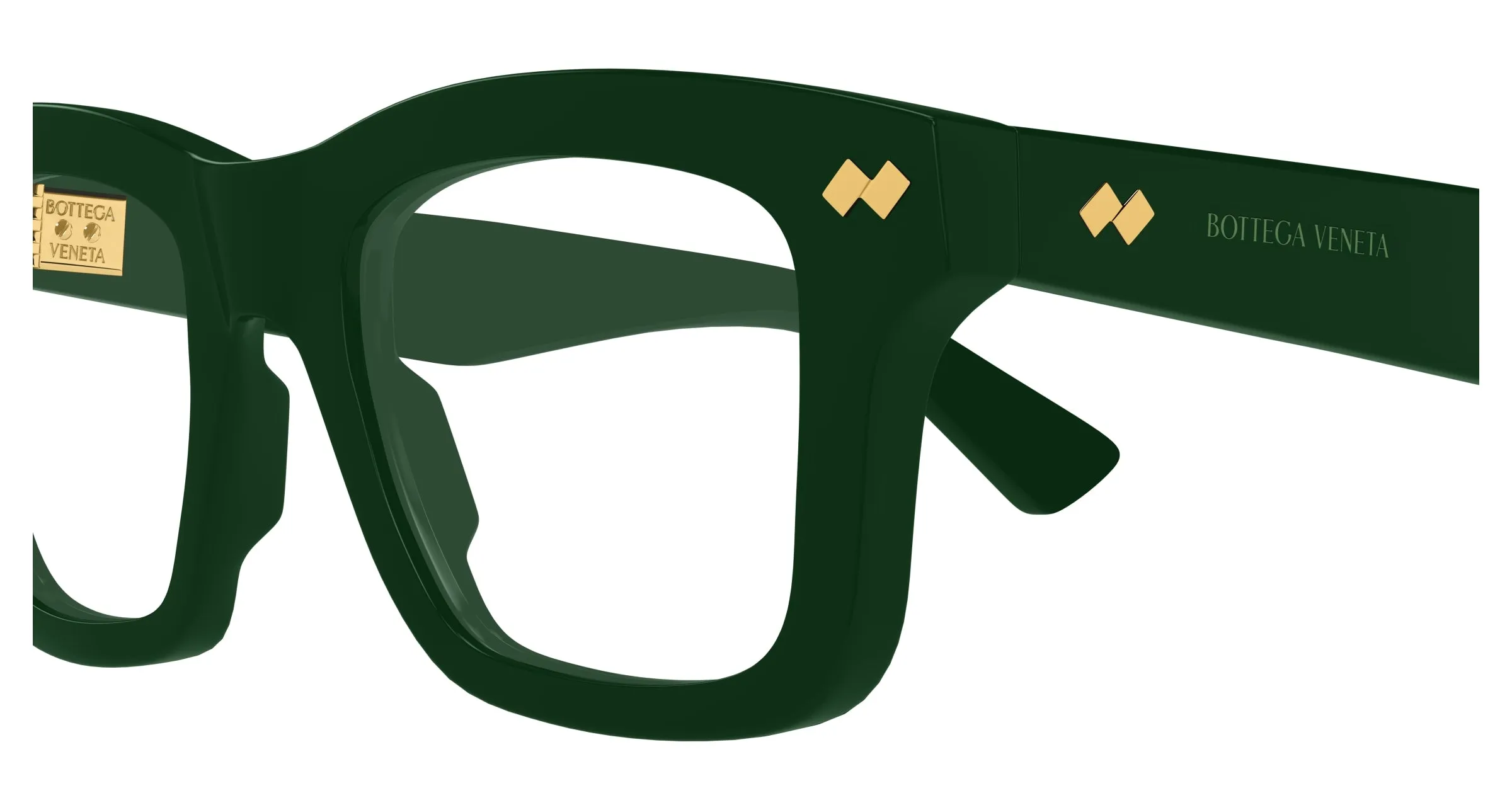 Bottega Veneta BV1353O 008 Montature da vista Acetato Verde Trasparente Squadrata - immagine 3