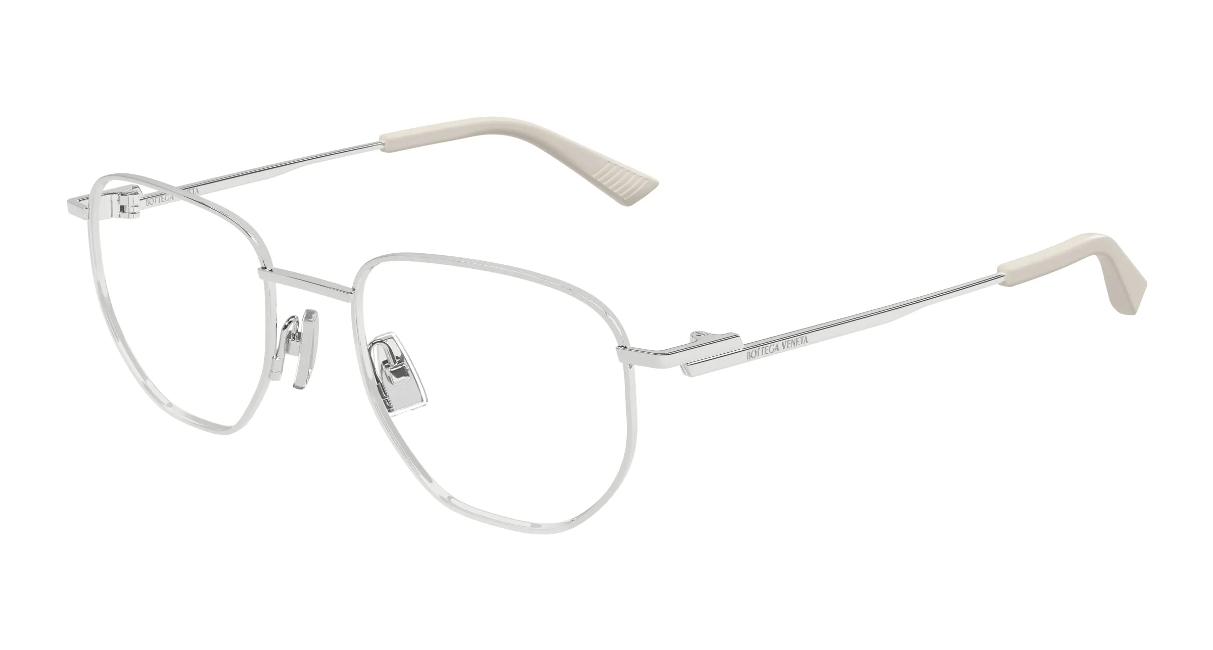 Bottega Veneta BV1301O 005 Montature da vista Metallo Argento Trasparente Rotonda - immagine 1