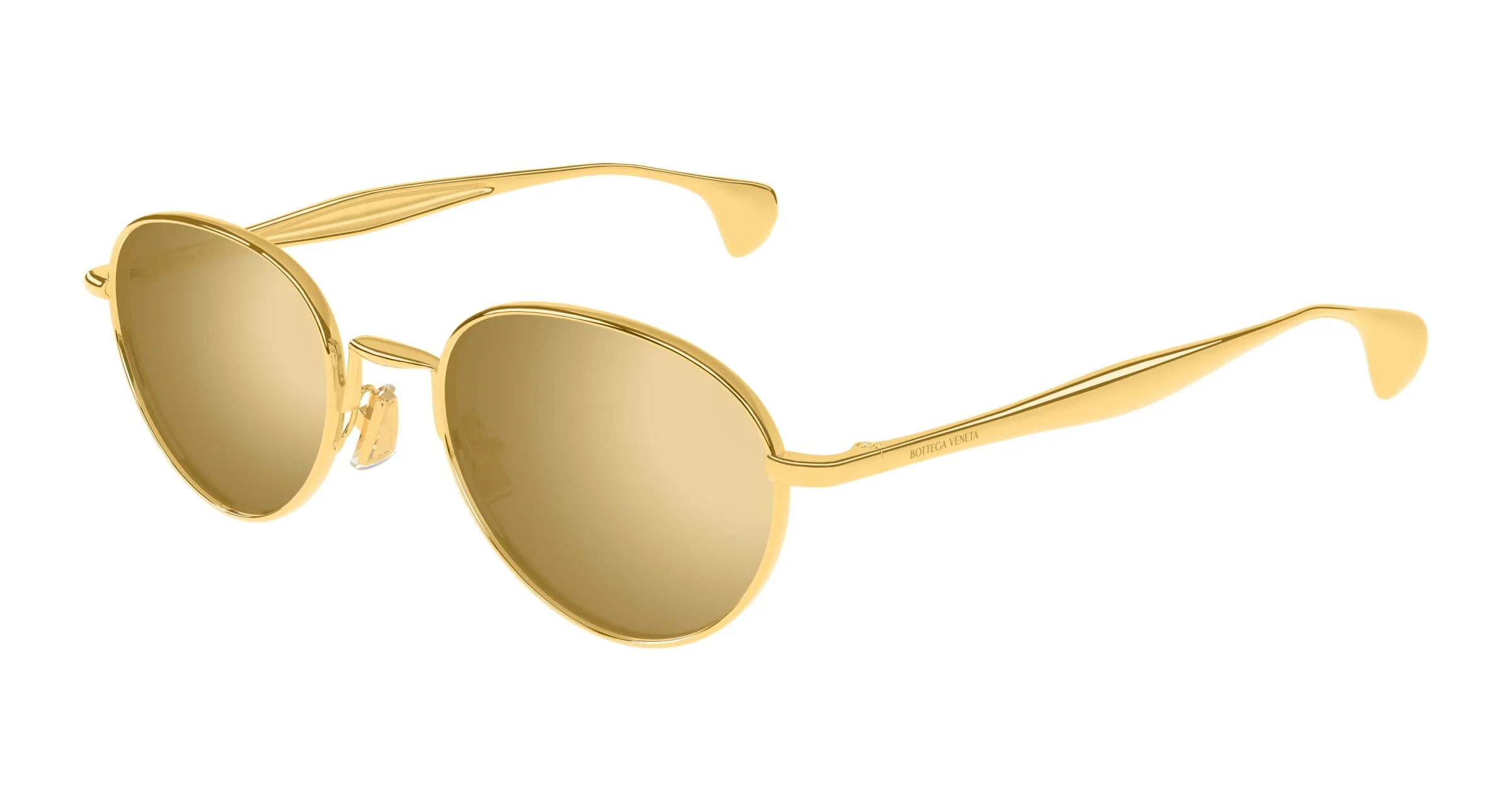 Bottega Veneta BV1396S 002 Occhiali da sole Metallo Oro Rotonda - immagine 1