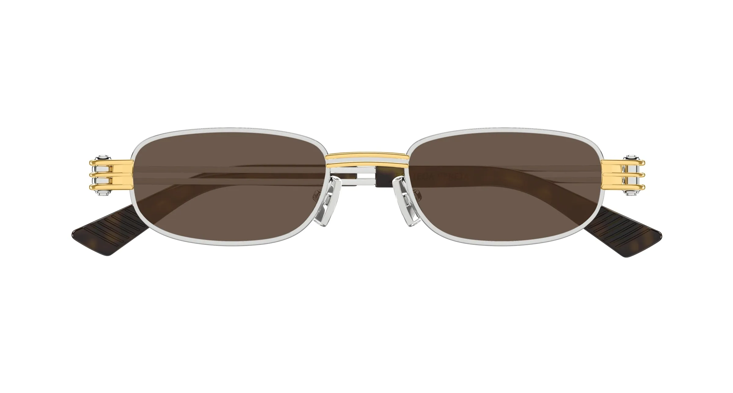 Bottega Veneta BV1381S 001 Occhiali da sole Metallo Argento Marrone Squadrata - immagine 2