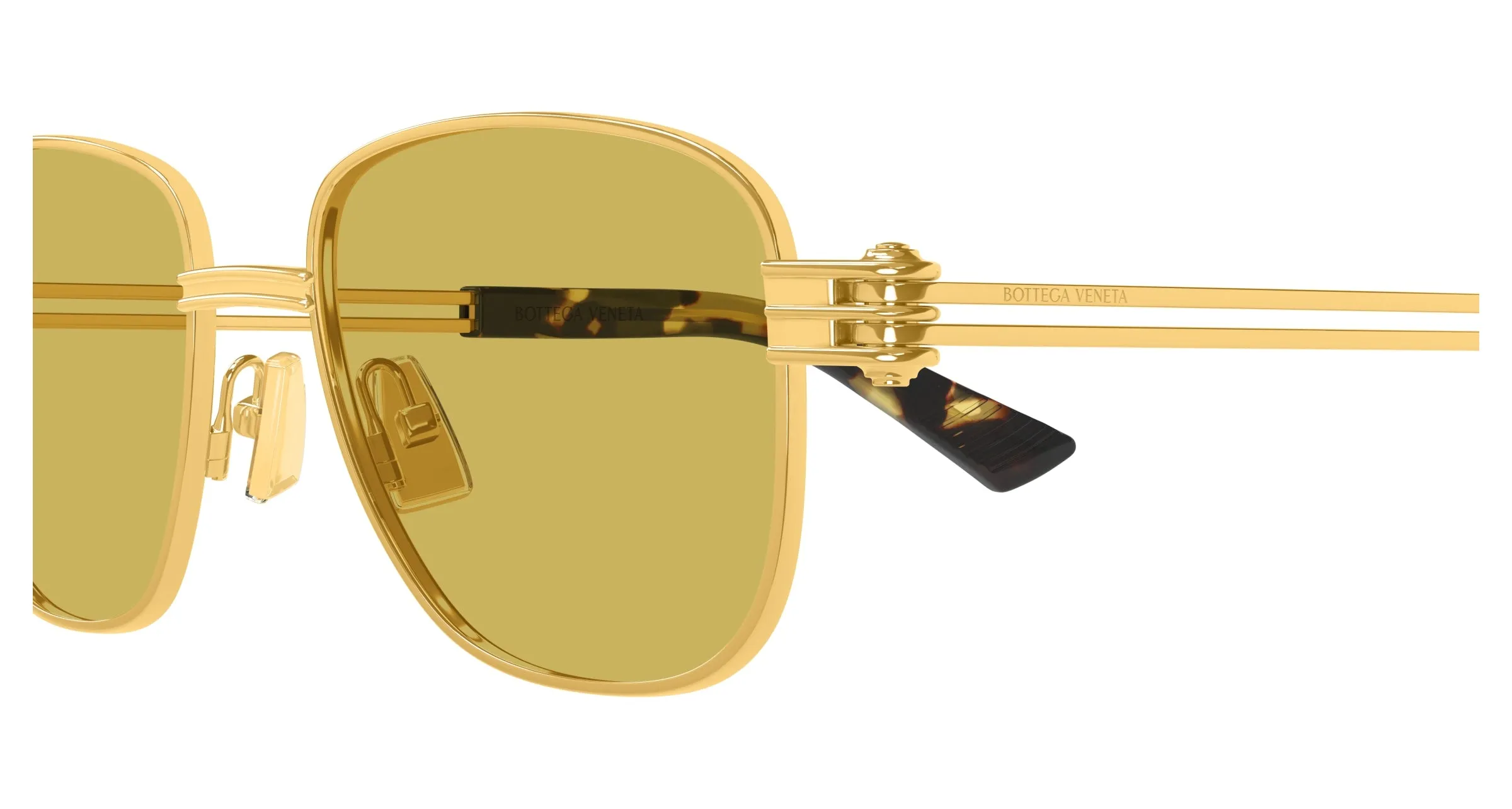 Bottega Veneta BV1380S 002 Occhiali da sole Metallo Oro Squadrata - immagine 3