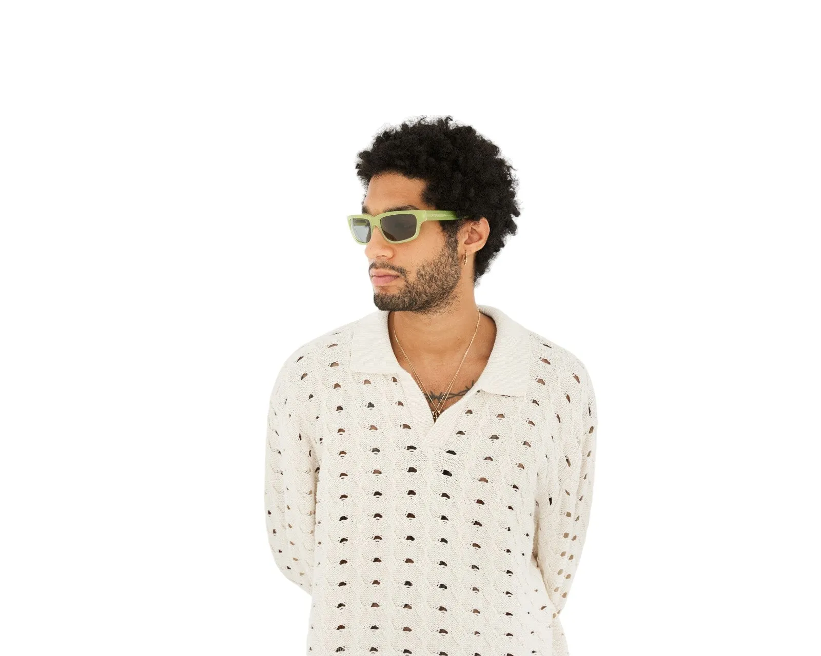 Retrosuperfuture 9LA THELONIUS LIME Occhiali da sole Acetato Verde Nero Squadrata Normale - immagine 4