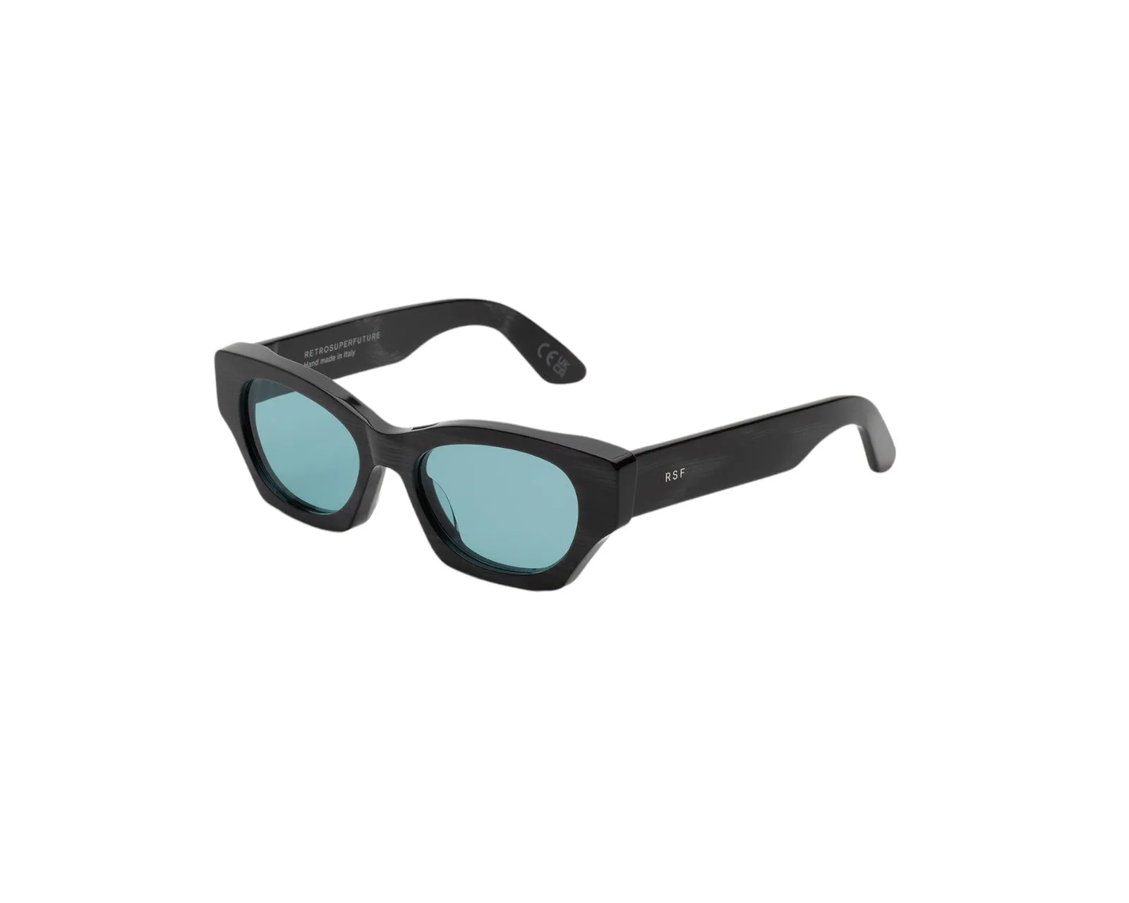 Retrosuperfuture 8FH TONO FIAMMATO Occhiali da sole Acetato Nero Turchese Cat Eye Normale - immagine 1