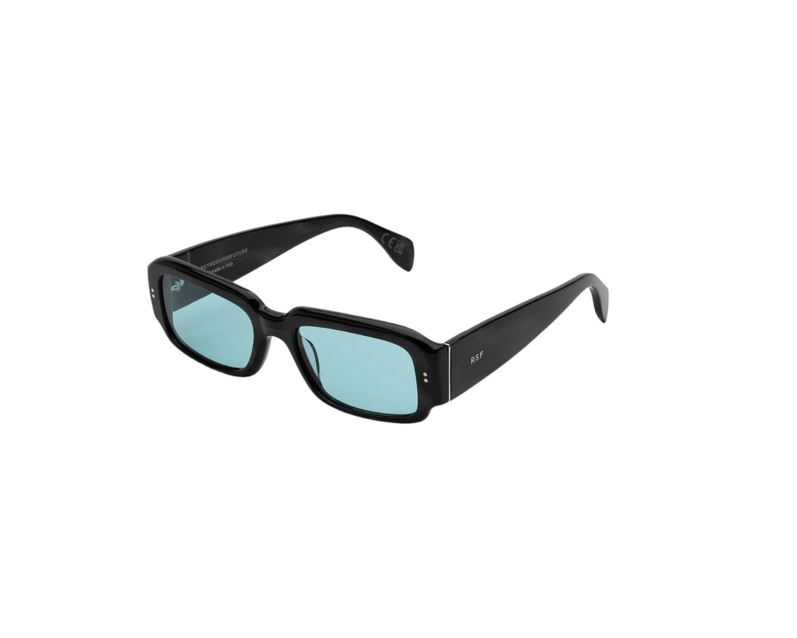 Retrosuperfuture AC1 ETRUSCO FIAMMATO Occhiali da sole Acetato Nero Turchese Squadrata Normale - immagine 1