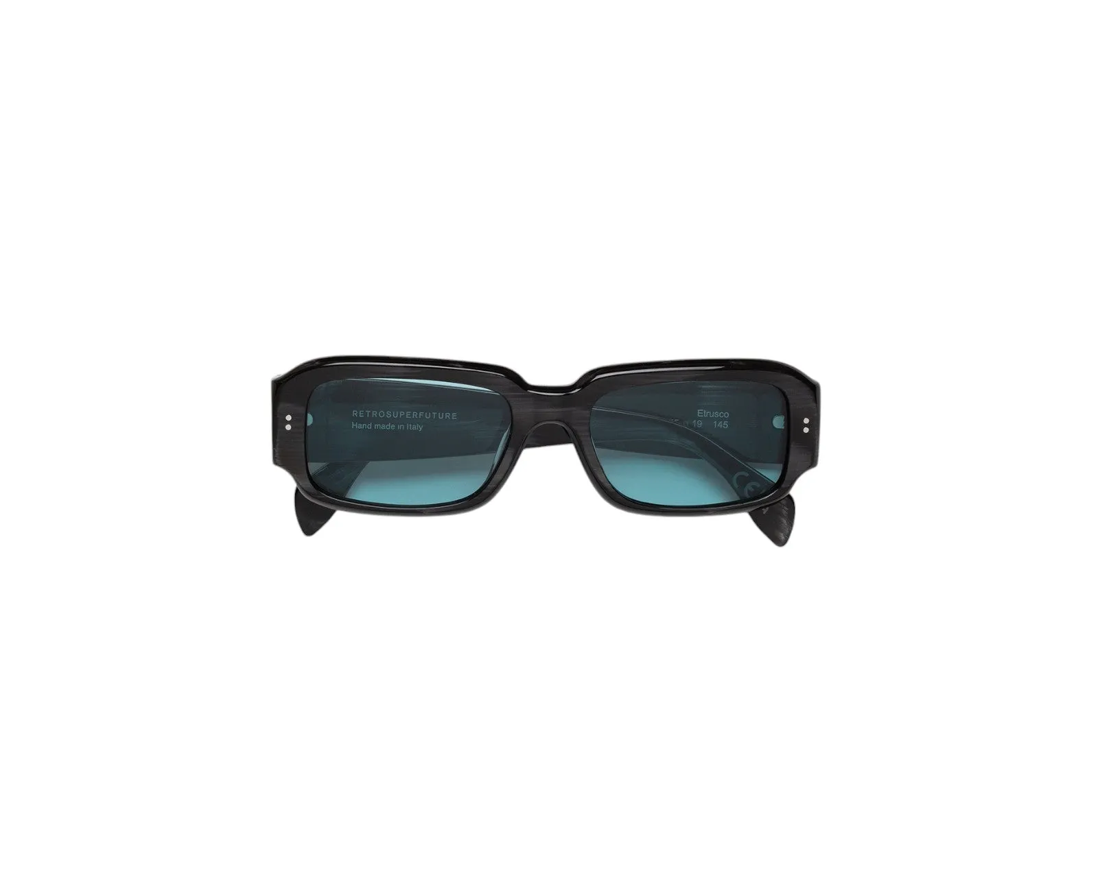Retrosuperfuture AC1 ETRUSCO FIAMMATO Occhiali da sole Acetato Nero Turchese Squadrata Normale - immagine 2
