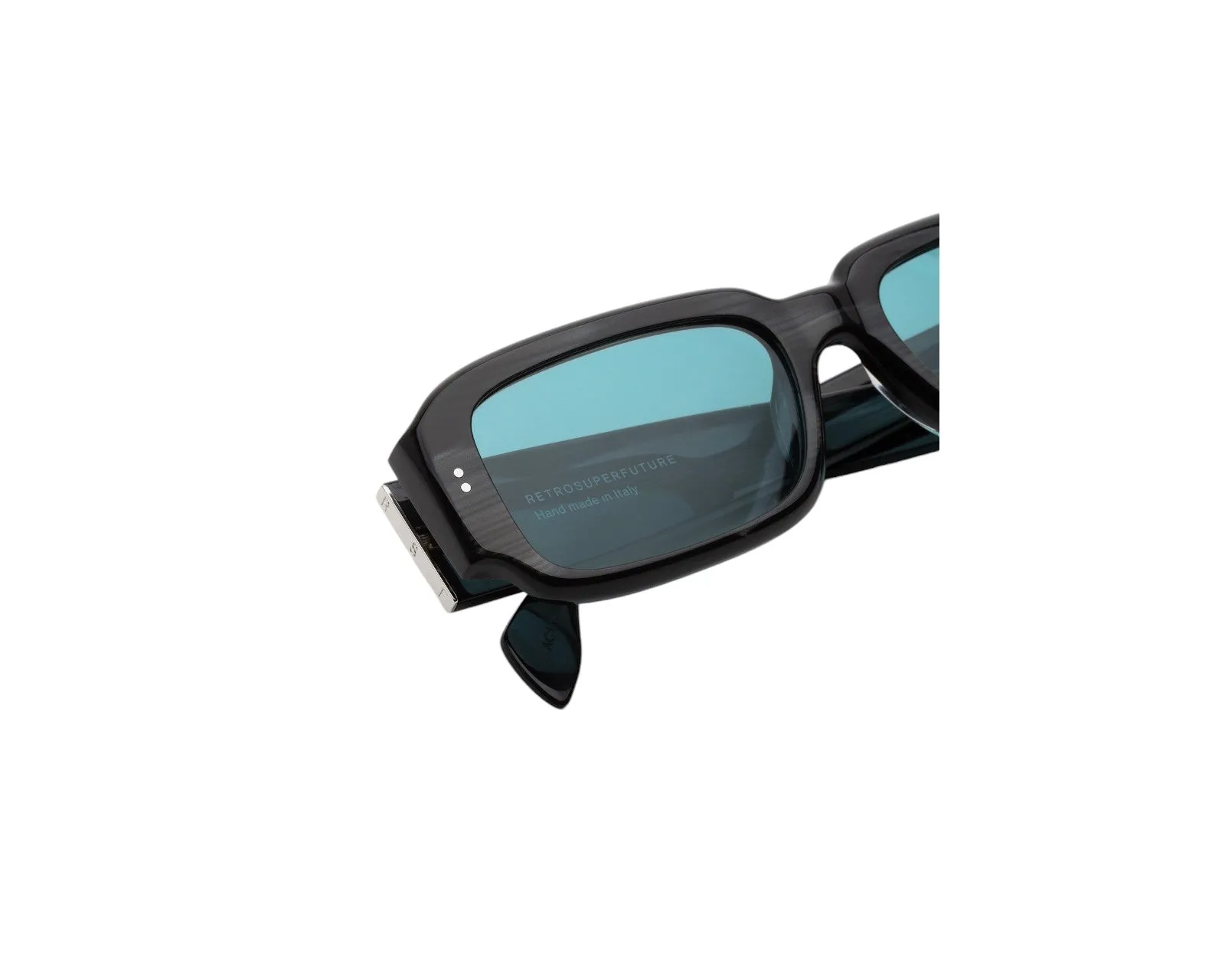 Retrosuperfuture AC1 ETRUSCO FIAMMATO Occhiali da sole Acetato Nero Turchese Squadrata Normale - immagine 3