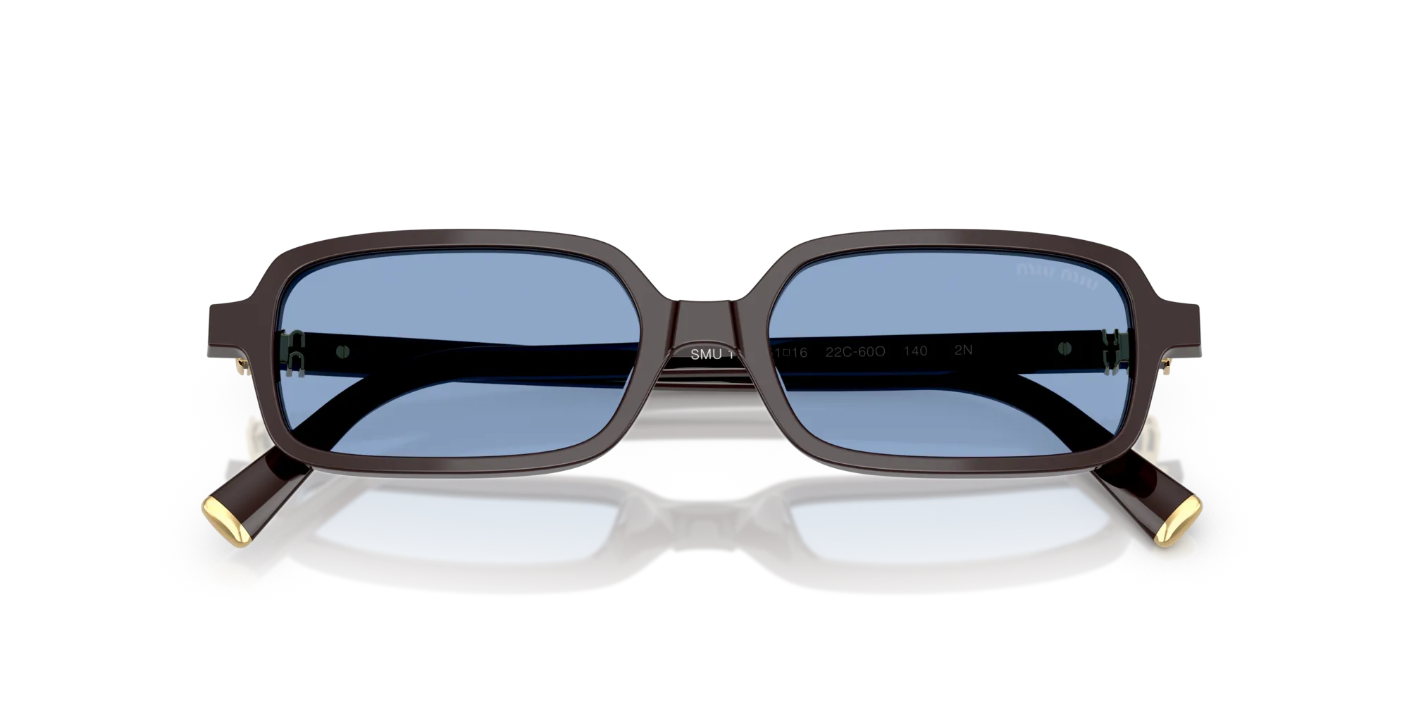 Miu Miu MU 11ZS 22C60O Occhiali da sole Acetato Marrone Blu Squadrata Normale - immagine 2