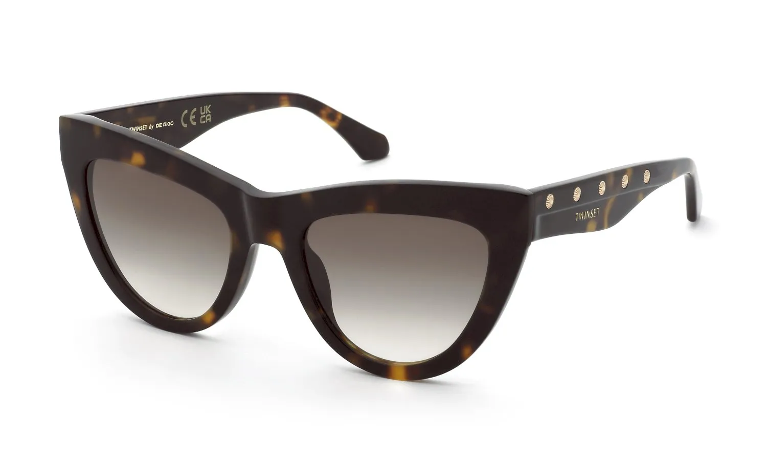 Twinset STW106 04BL Occhiali da sole Acetato Havana Marrone Cat Eye Normale Sfumato - immagine 1