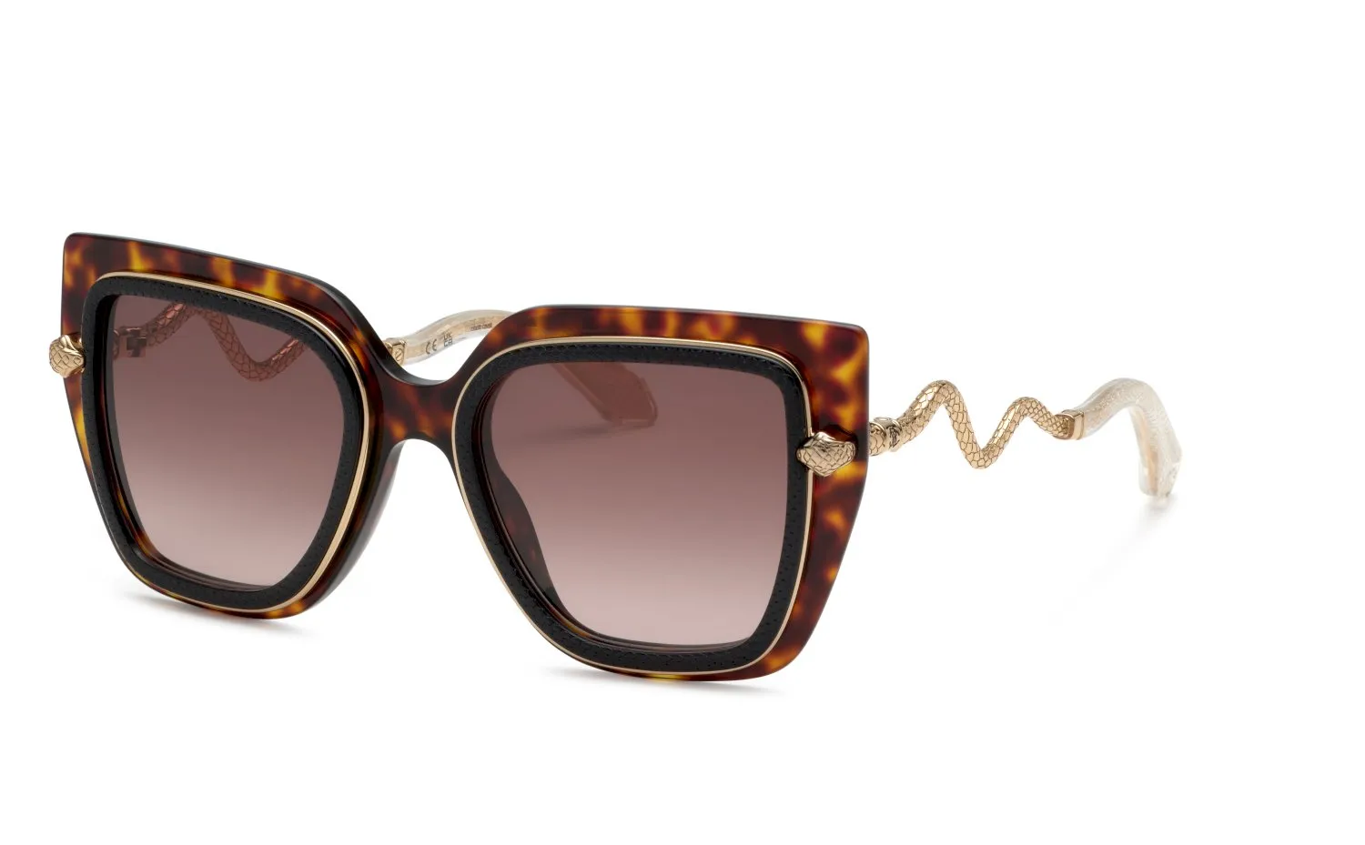 Roberto Cavalli SRC097M 9TCY Occhiali da sole Acetato Nero Marrone Farfalla Normale Sfumato - immagine 1
