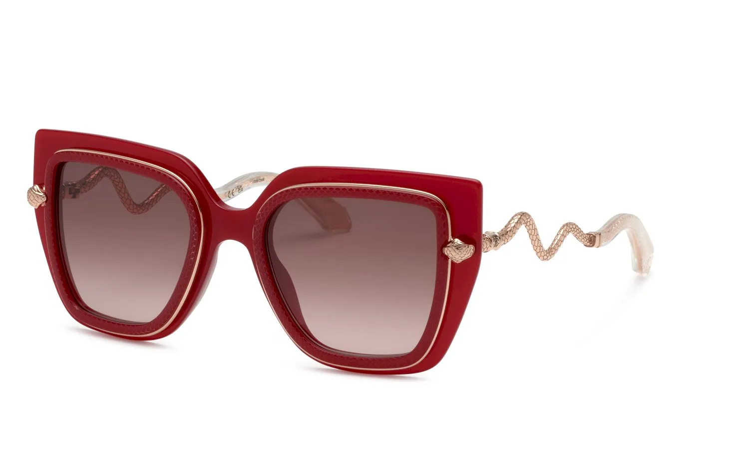 Roberto Cavalli SRC097M 09EZ Occhiali da sole Acetato Rosso Marrone Farfalla Normale Sfumato - immagine 1