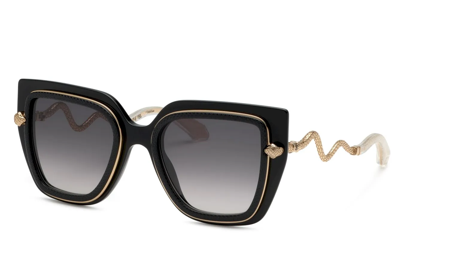 Roberto Cavalli SRC097M 700 Occhiali da sole Acetato Nero Fumo Farfalla Normale Sfumato - immagine 1