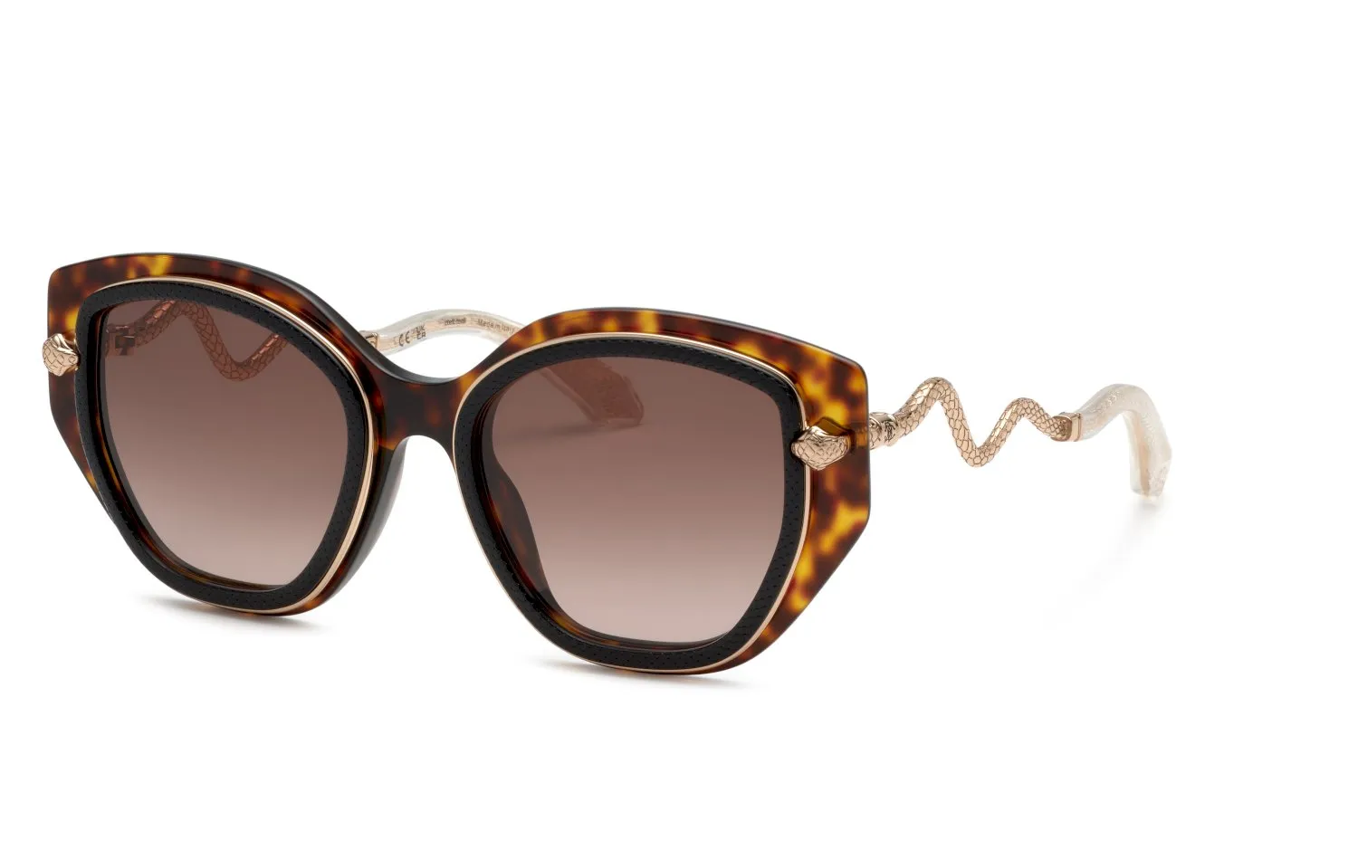 Roberto Cavalli SRC096M 09TC Occhiali da sole Acetato Nero Marrone Farfalla Normale Sfumato - immagine 1