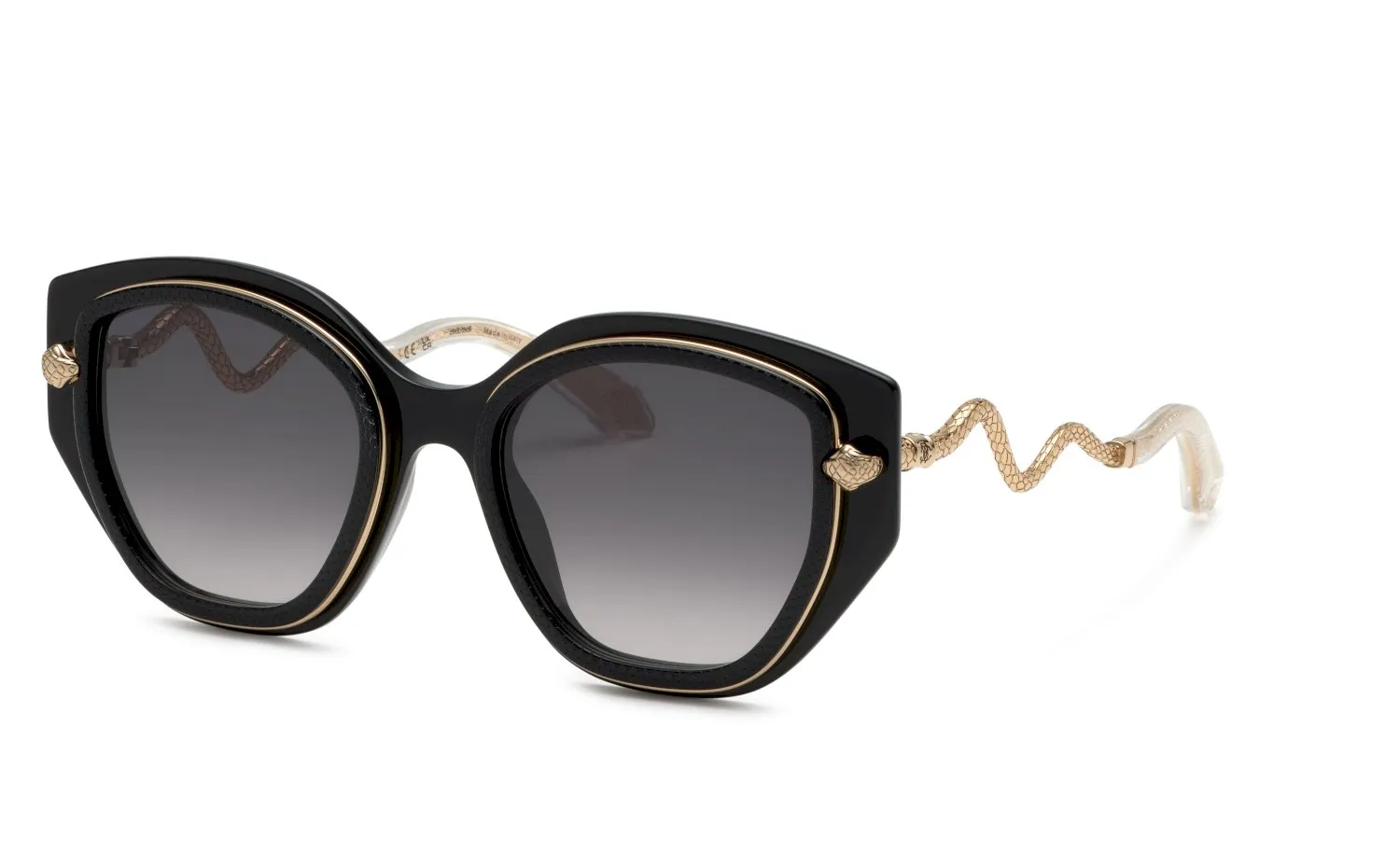 Roberto Cavalli SRC096M 700 Occhiali da sole Acetato Nero Fumo Farfalla Normale Sfumato - immagine 1