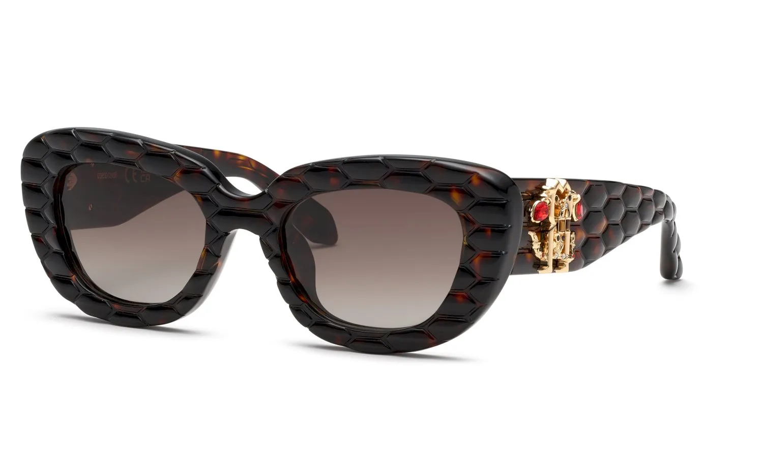 Roberto Cavalli SRC058S 743 Occhiali da sole Acetato Havana Marrone Geometrica Normale Sfumato - immagine 1
