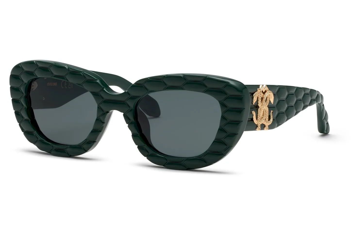 Roberto Cavalli SRC058M 0D80 Occhiali da sole Acetato Verde Fumo Geometrica Normale - immagine 1