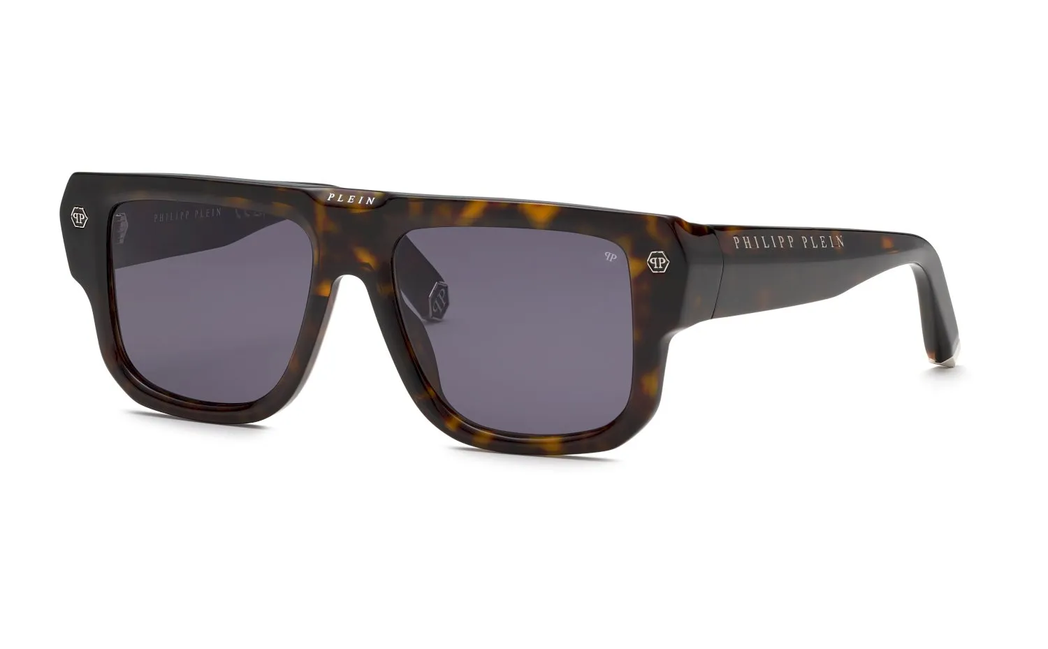 Philipp Plein SPP179 PLEIN HEXAGON CAMOU 722 Occhiali da sole Acetato Havana Fumo Squadrata Normale - immagine 1