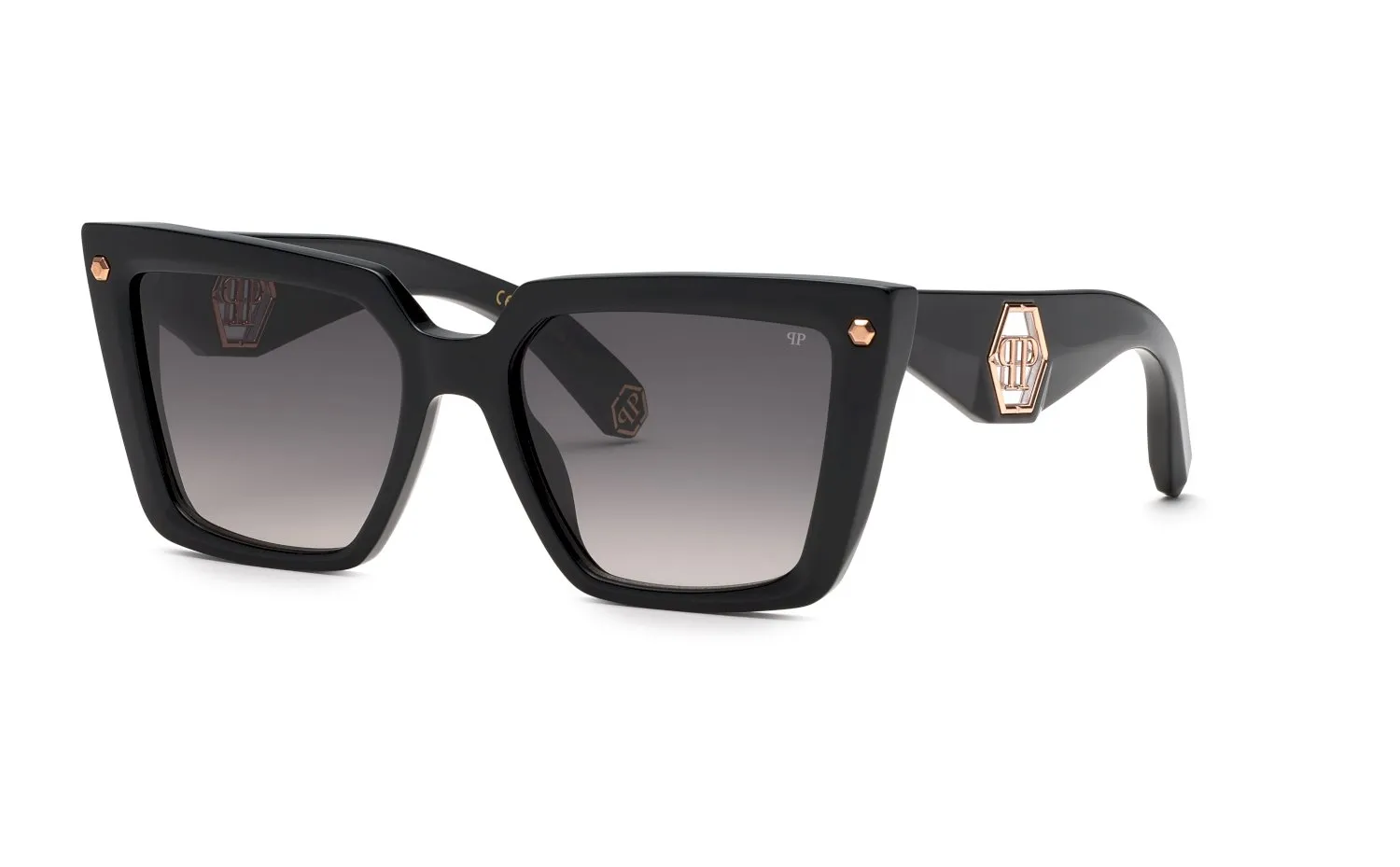 Philipp Plein SPP178 PLEIN MUSE 700 Occhiali da sole Acetato Nero Fumo Squadrata Normale Sfumato - immagine 1