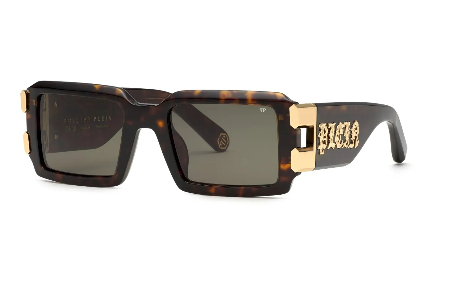 Philipp Plein SPP129V PLEIN EAGLE 722 Occhiali da sole Acetato Havana Grigio Squadrata Normale - immagine 1
