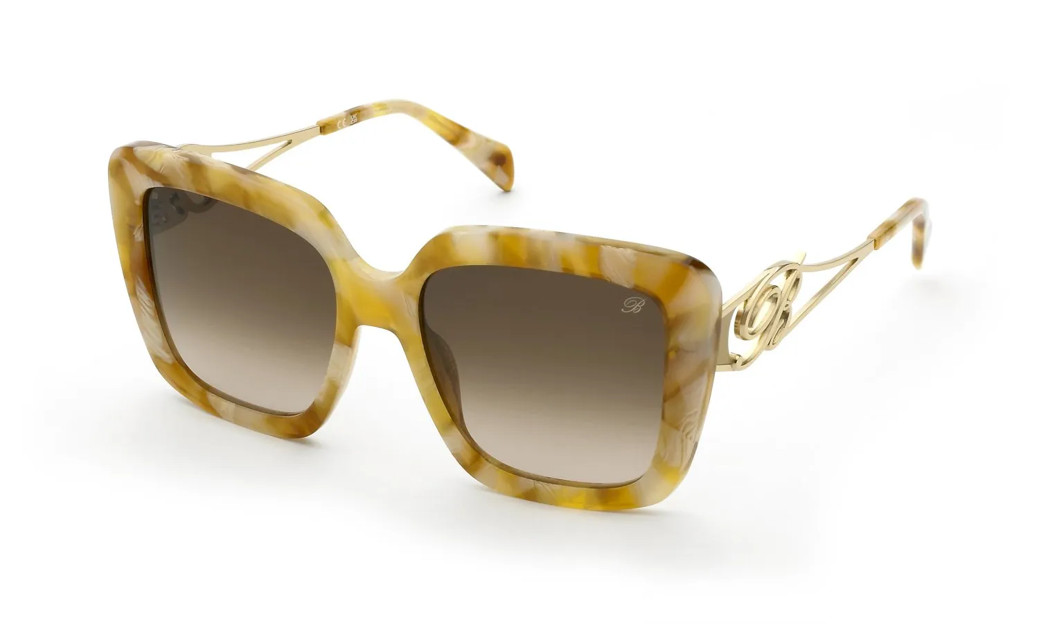 Blumarine SBM891 960 Occhiali da sole Acetato Marrone Squadrata Normale Sfumato - immagine 1