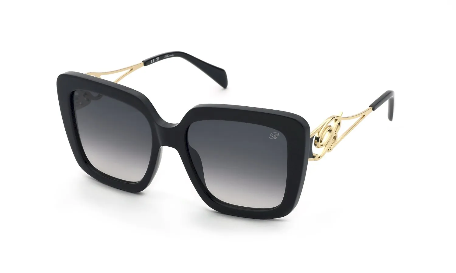 Blumarine SBM891 700 Occhiali da sole Acetato Nero Fumo Squadrata Normale Sfumato - immagine 1