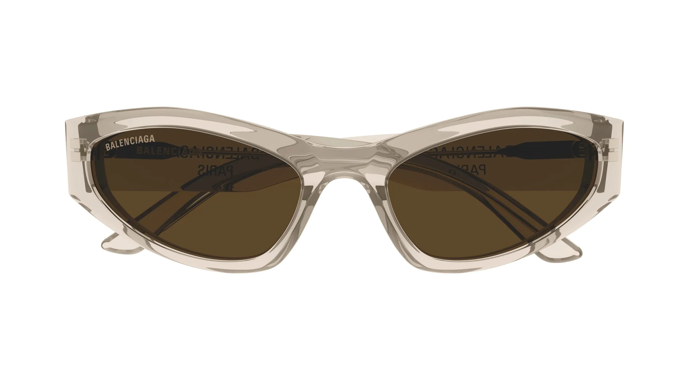 Balenciaga BB0387S 004 Occhiali da sole Acetato Beige Marrone Geometrica - immagine 2