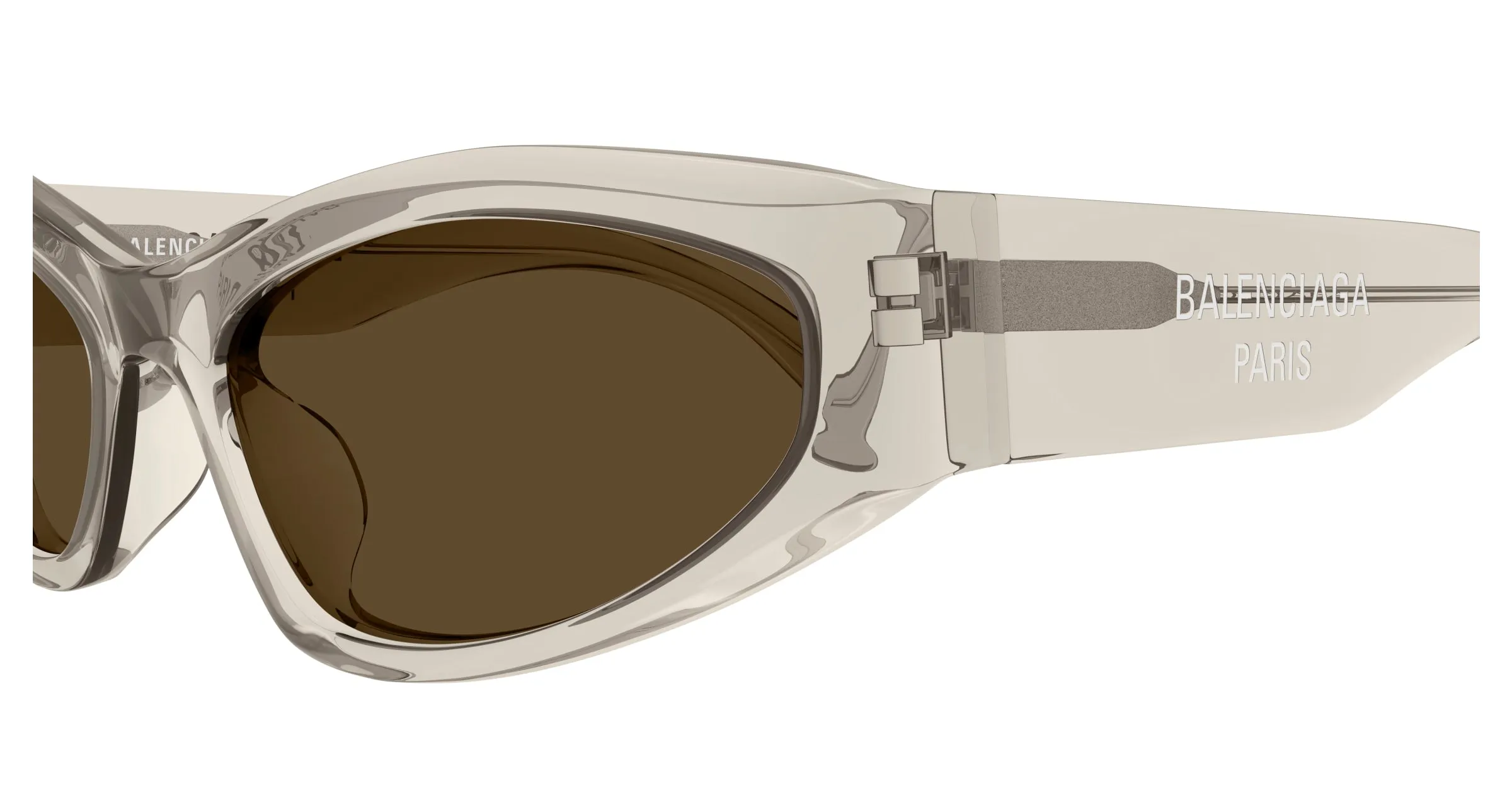 Balenciaga BB0387S 004 Occhiali da sole Acetato Beige Marrone Geometrica - immagine 3