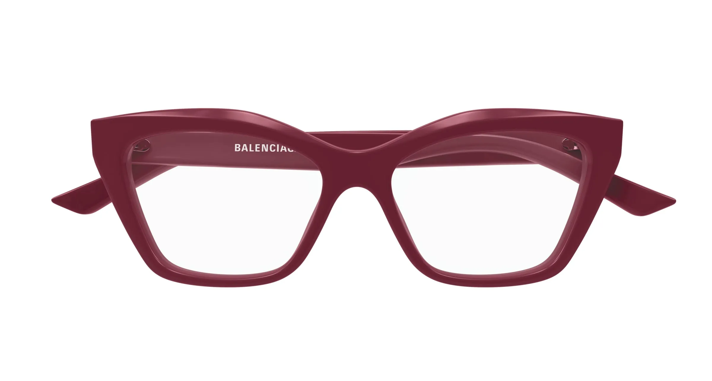 Balenciaga BB0342O 010 Montature da vista Acetato Rosso Trasparente Cat Eye - immagine 2