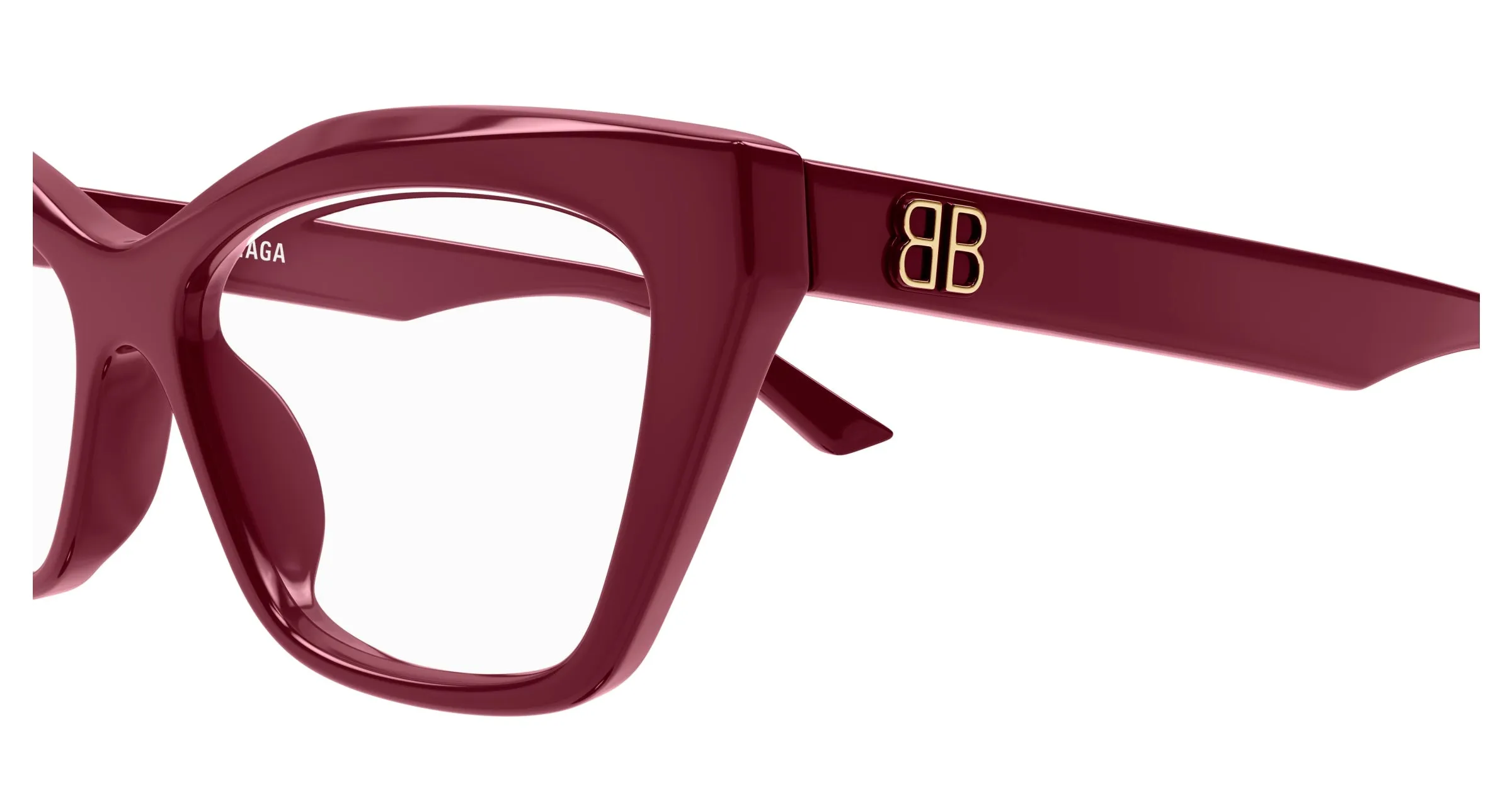 Balenciaga BB0342O 010 Montature da vista Acetato Rosso Trasparente Cat Eye - immagine 3