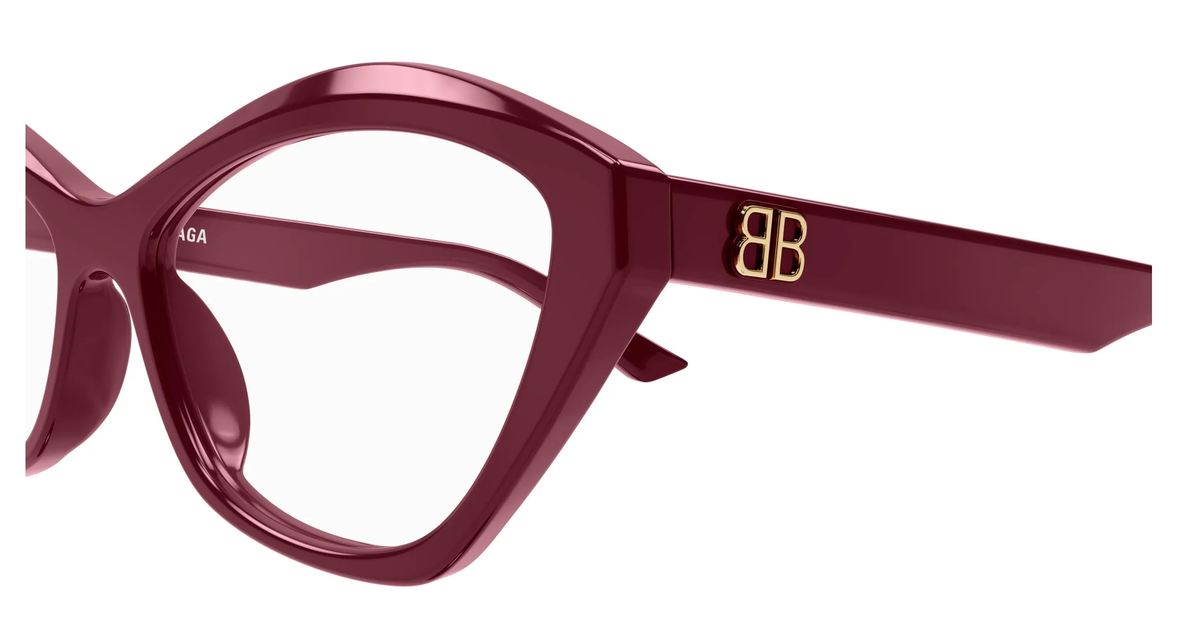 Balenciaga BB0341O 006 Montature da vista Acetato Rosso Trasparente Cat Eye - immagine 3