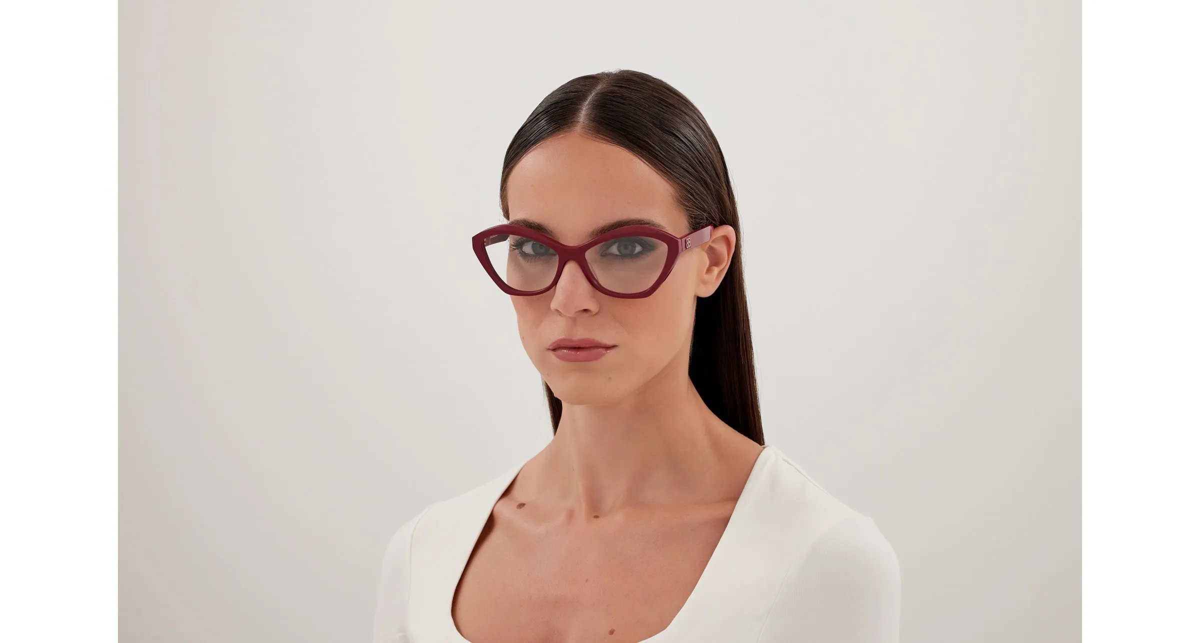 Balenciaga BB0341O 006 Montature da vista Acetato Rosso Trasparente Cat Eye - immagine 4