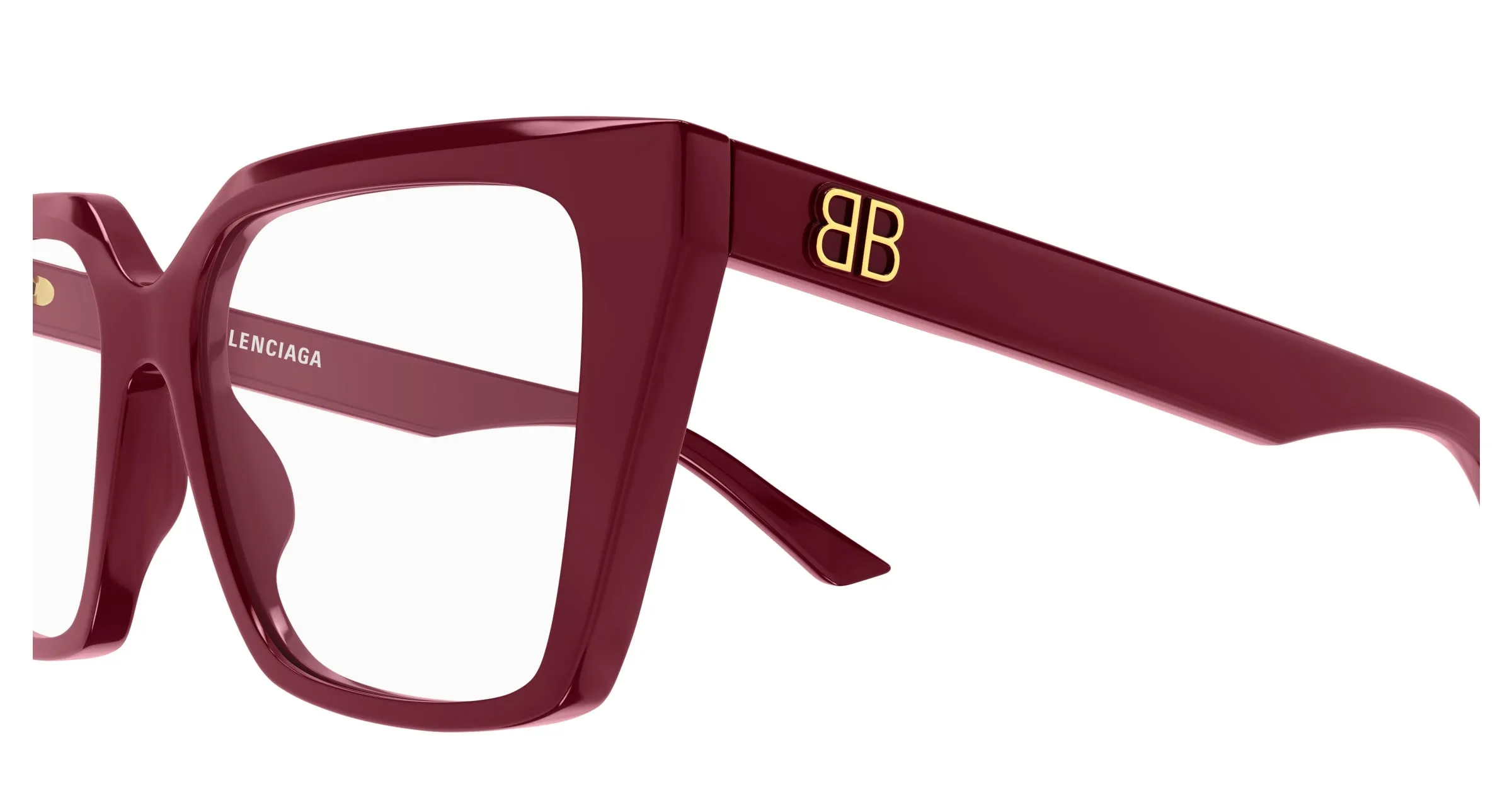 Balenciaga BB0130O 012 Montature da vista Acetato Rosso Trasparente Squadrata - immagine 3