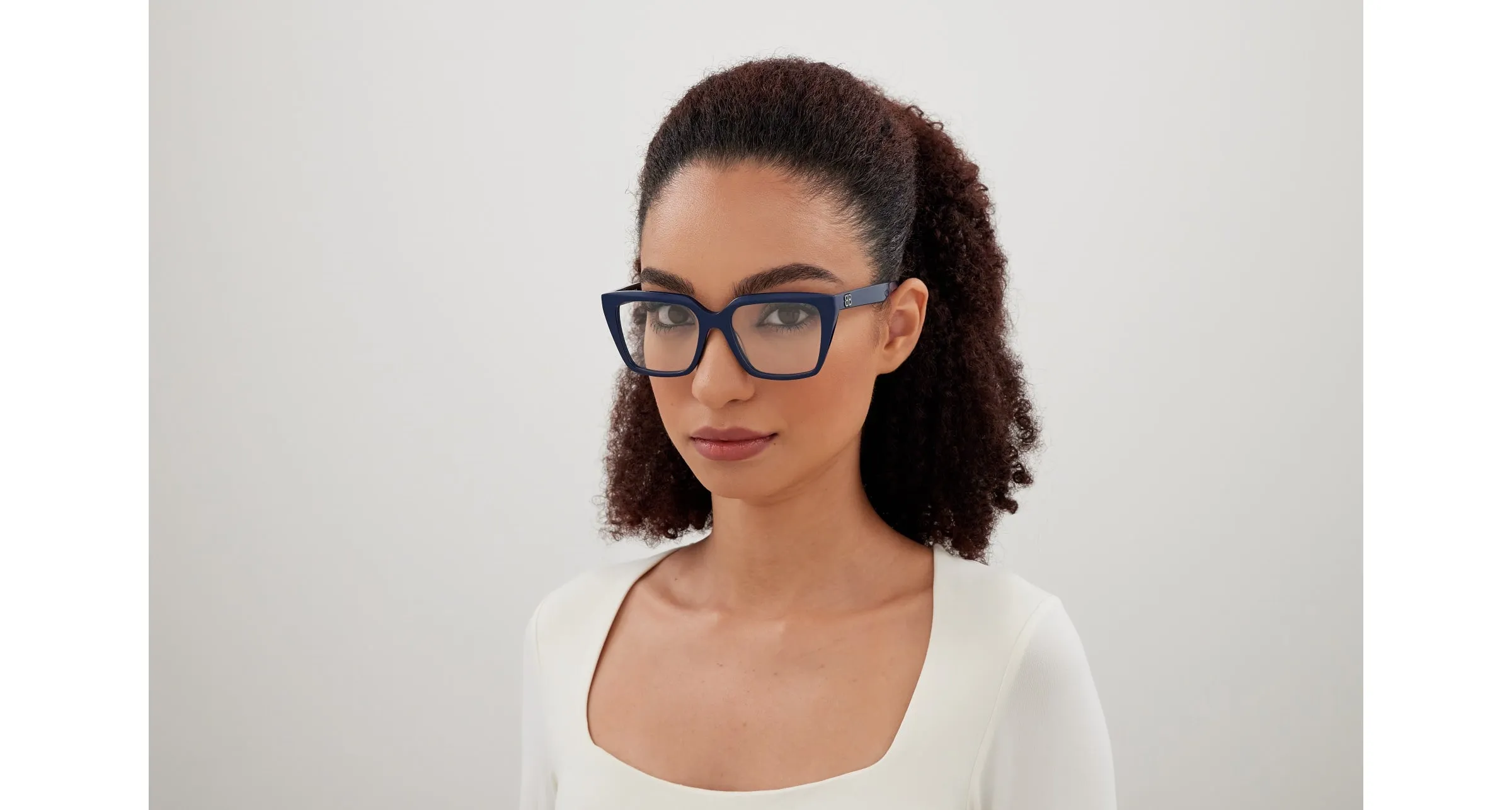 Balenciaga BB0130O 011 Montature da vista Acetato Blu Trasparente Squadrata - immagine 4