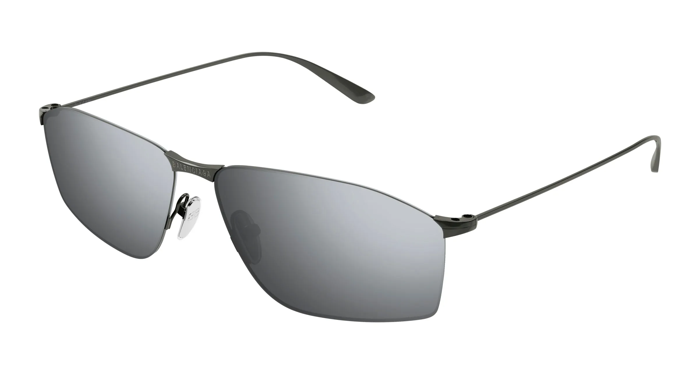 Balenciaga BB0413S 004 Occhiali da sole Metallo Rutenio Argento Squadrata - immagine 1