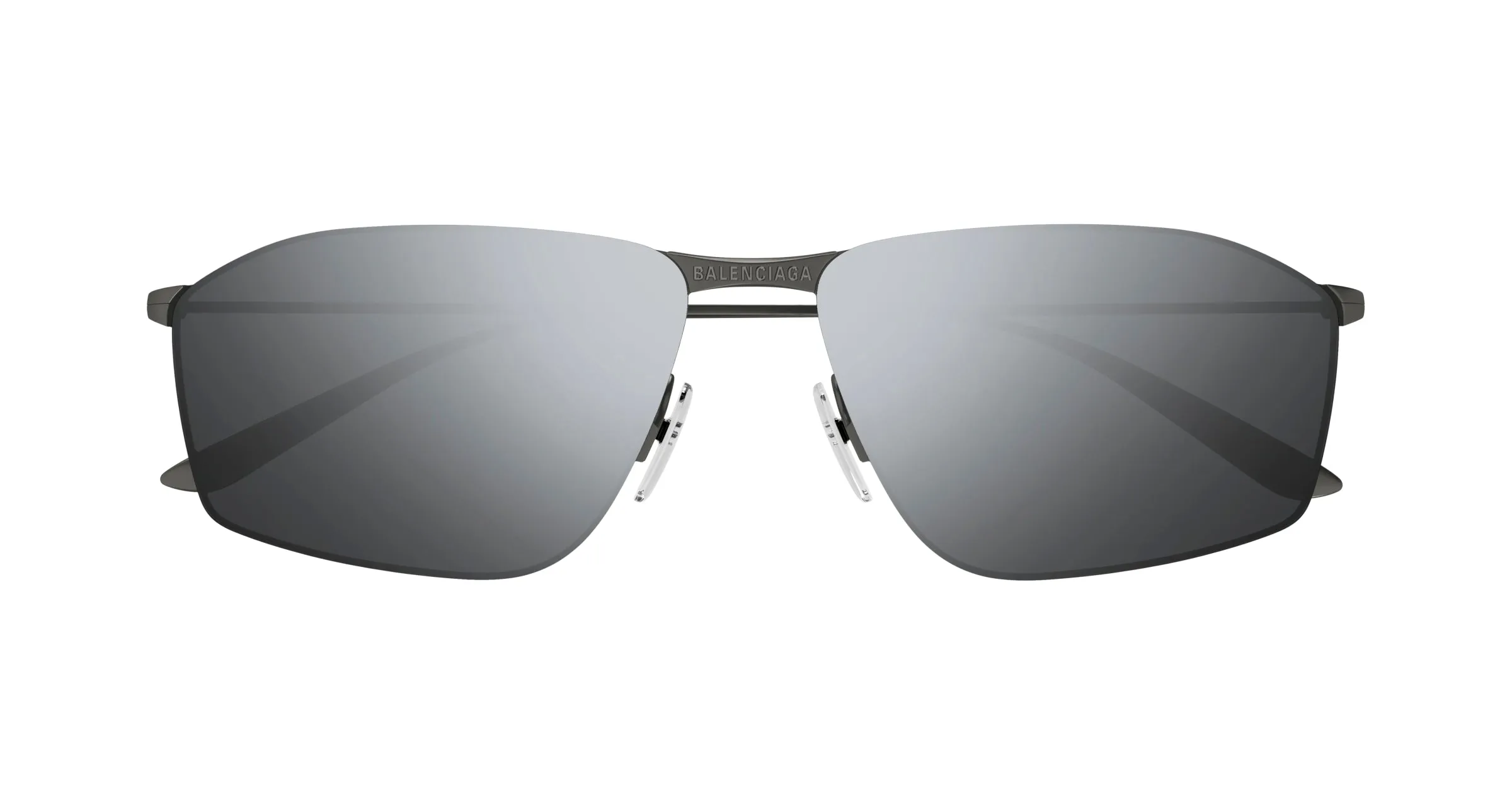 Balenciaga BB0413S 004 Occhiali da sole Metallo Rutenio Argento Squadrata - immagine 2