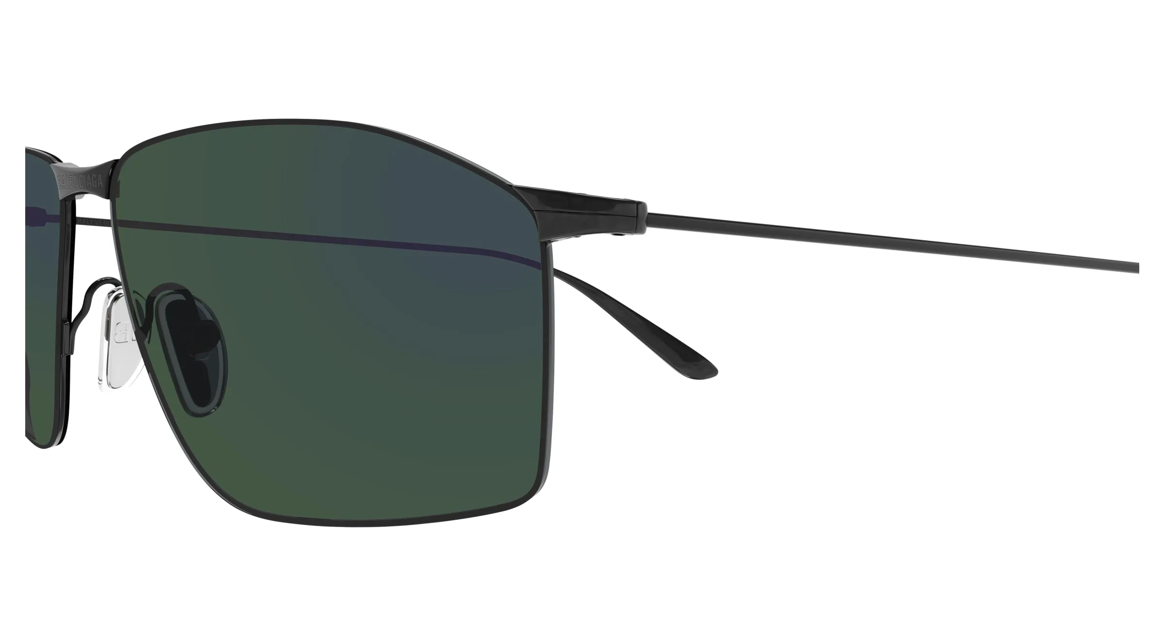 Balenciaga BB0413S 003 Occhiali da sole Metallo Grigio Verde Squadrata - immagine 3