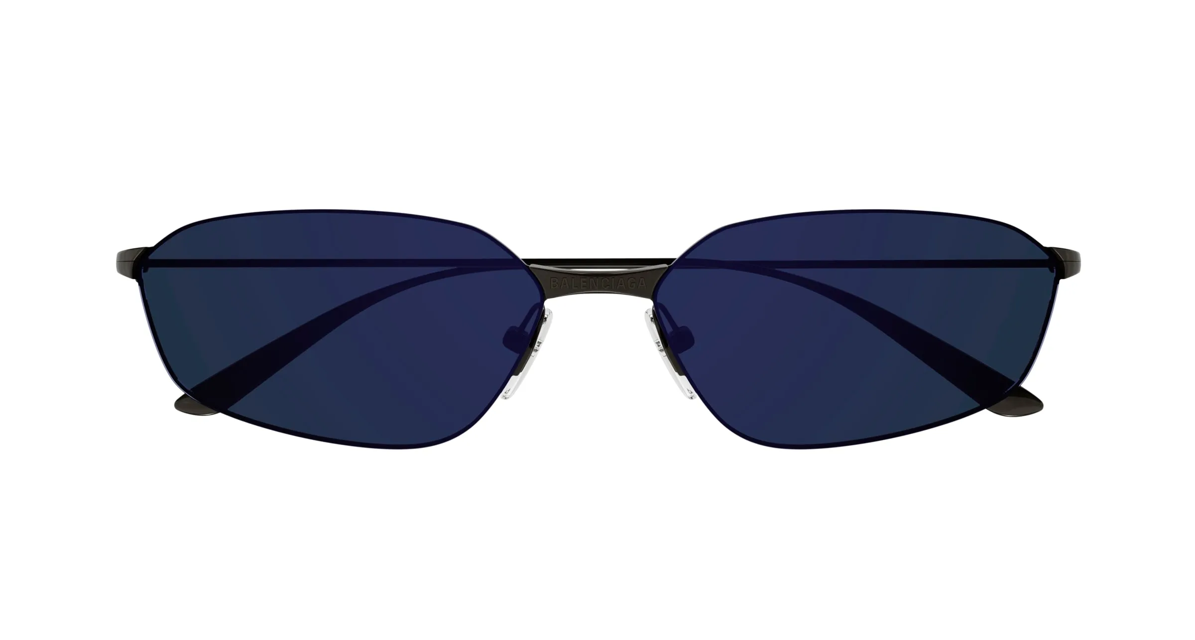 Balenciaga BB0412S 003 Occhiali da sole Metallo Grigio Blu Geometrica - immagine 2