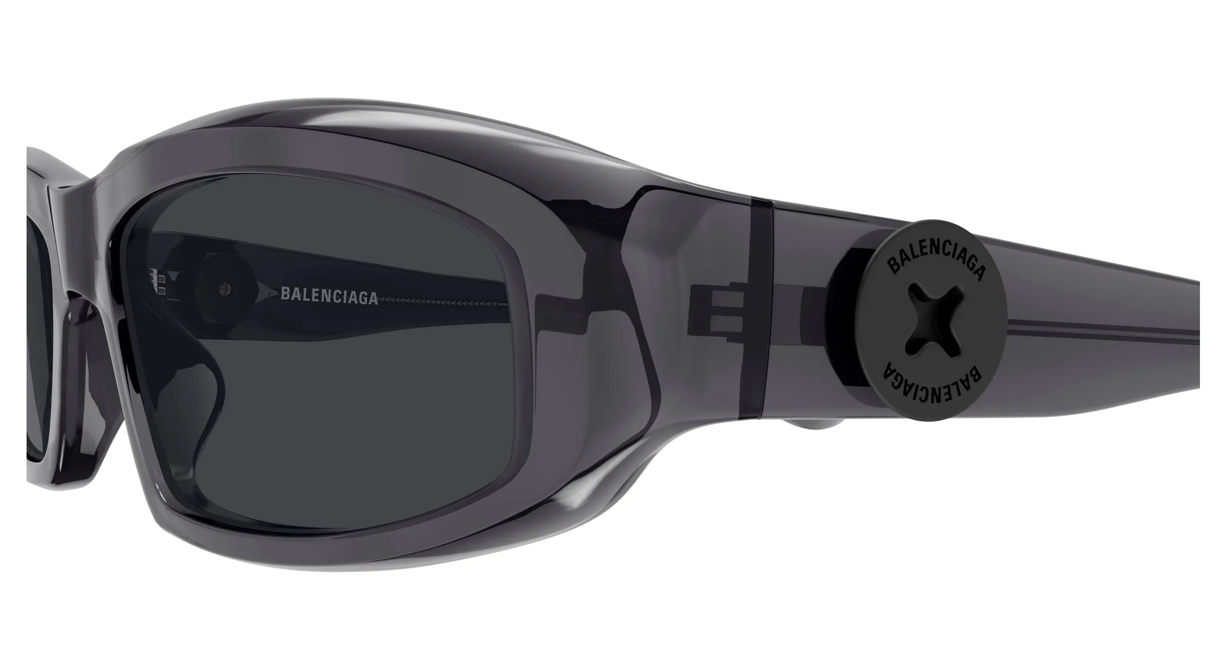 Balenciaga BB0408S 004 Occhiali da sole Acetato Grigio Grigio Squadrata - immagine 3