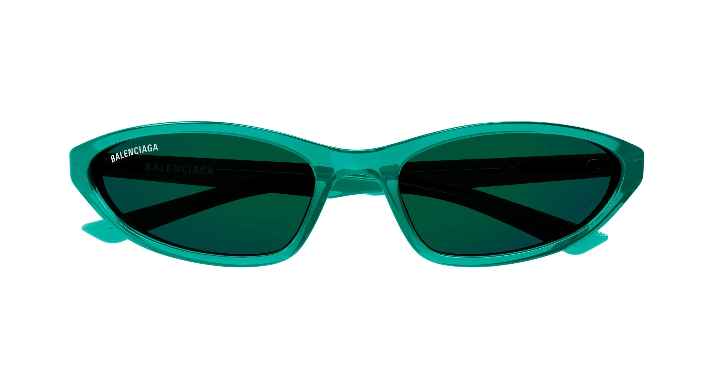 Balenciaga BB0402S 005 Occhiali da sole Acetato Verde Verde Rotonda - immagine 2