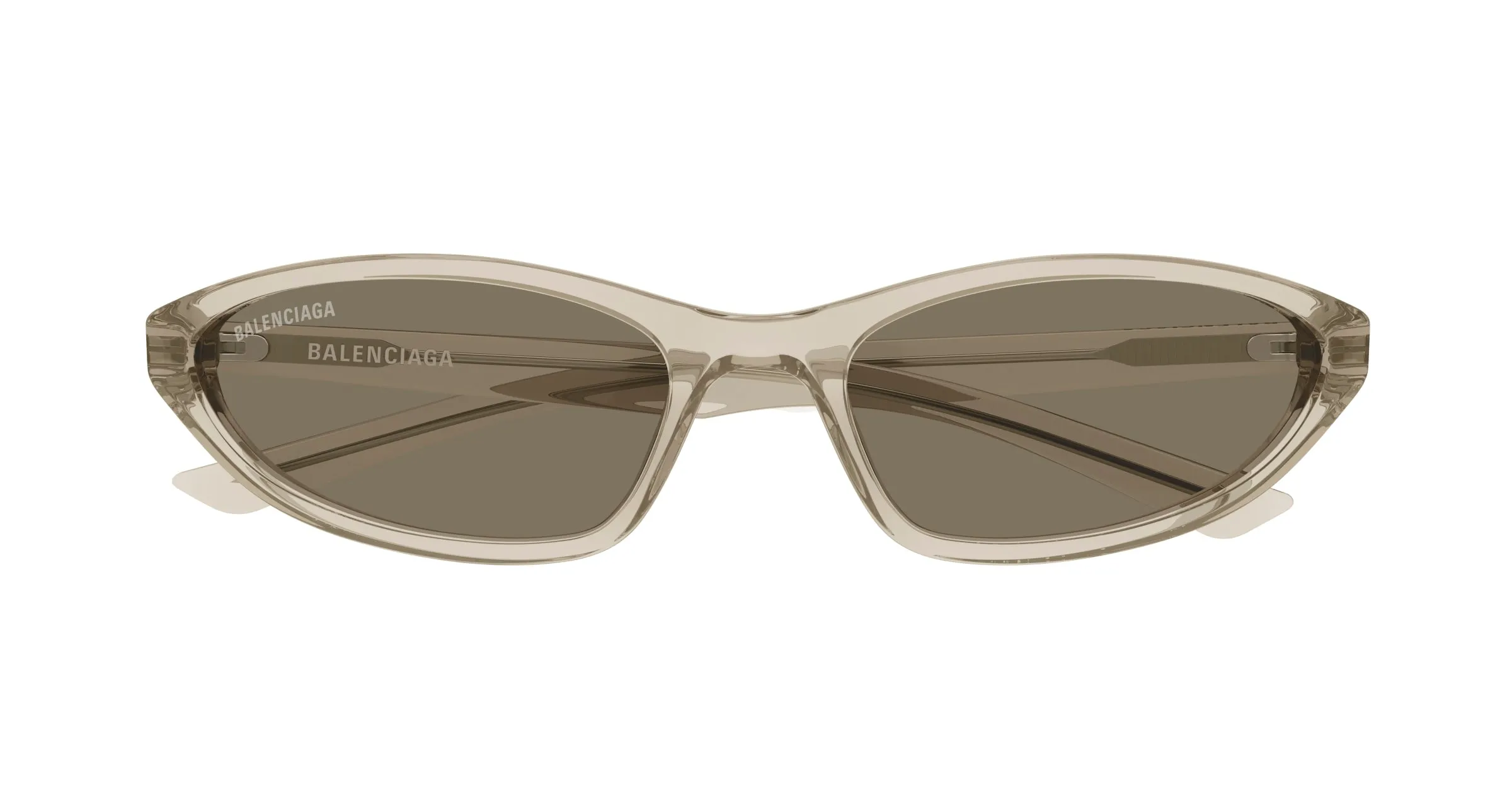 Balenciaga BB0402S 004 Occhiali da sole Acetato Beige Marrone Rotonda - immagine 2