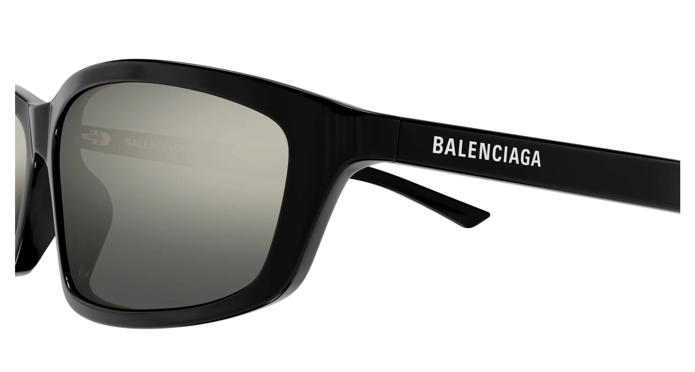Balenciaga BB0401S 002 Occhiali da sole Acetato Nero Bianco Squadrata - immagine 3